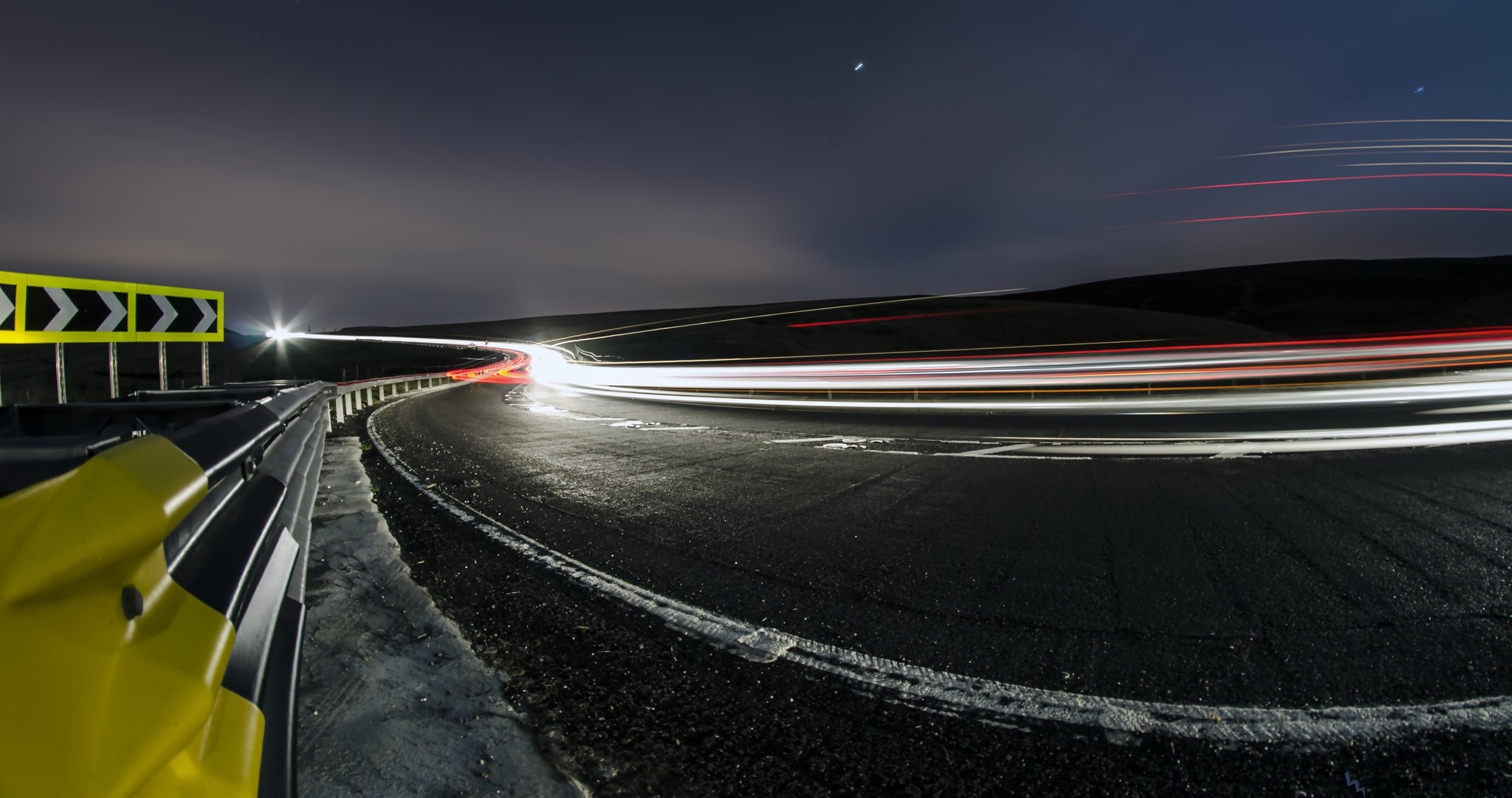 night, dark, road, long exposure, landscape, HD Wallpaper