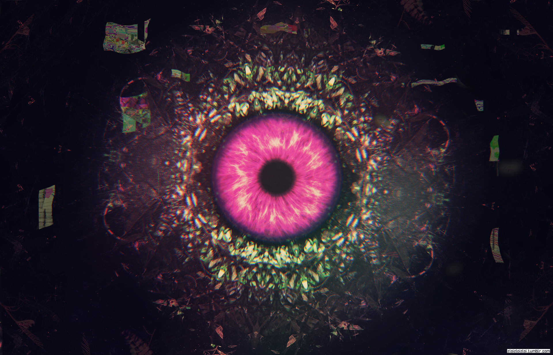 glitch art, eyes, abstract, purple, HD Wallpaper
