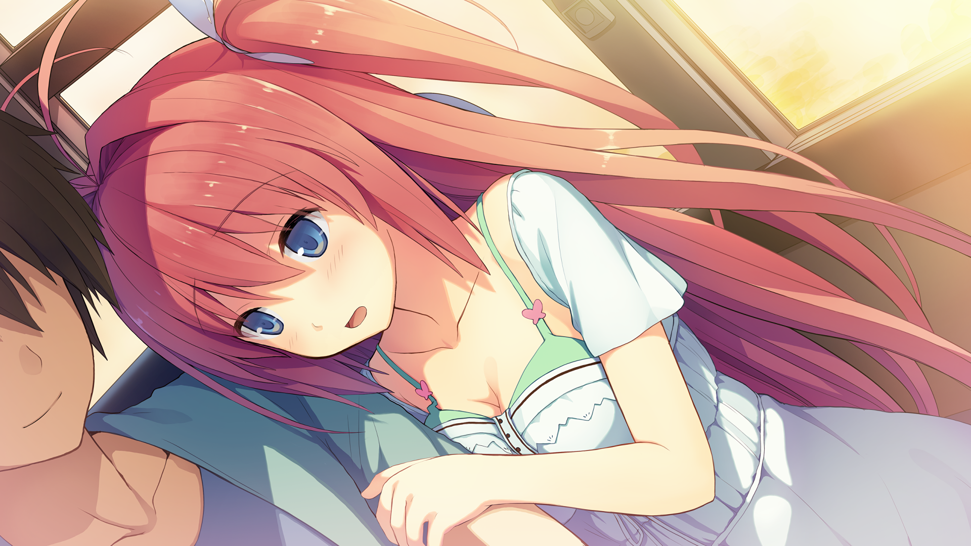 anime, anime girls, Ao no Kanata no Four Rhythm, Kurashina Asuka, long hair, pink hair, blue eyes, Hinata Masaya, HD Wallpaper