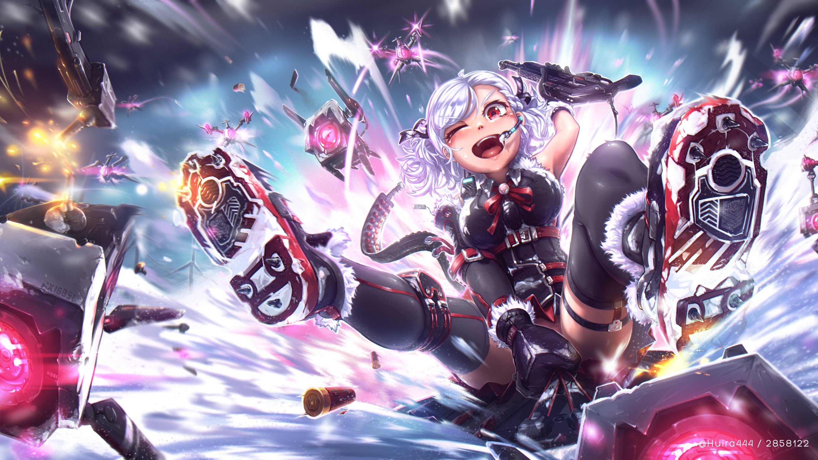 thigh-highs, anime girls, open mouth, SPAS-12 (Girls Frontlines), spas-12, Girls Frontline, gun, HD Wallpaper