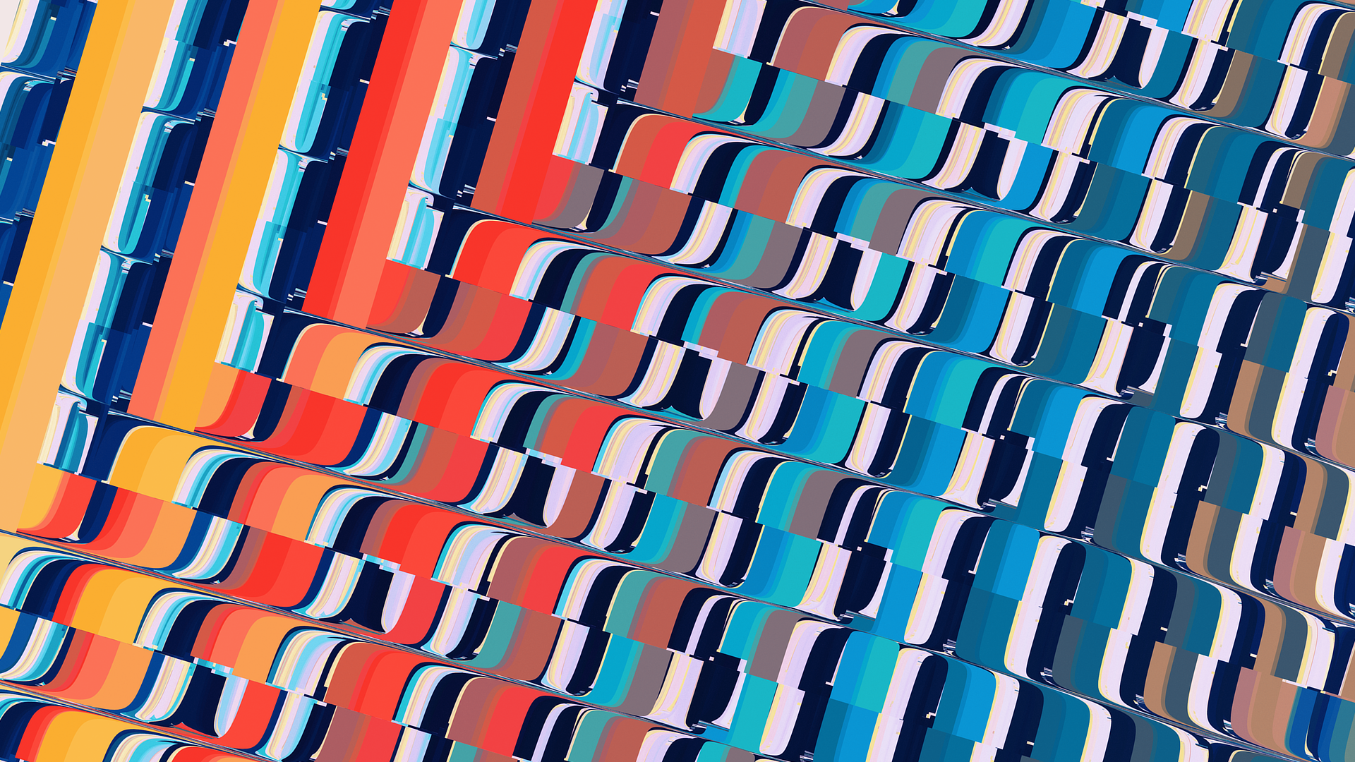 yellow, orange, red, blue, white, abstract, artwork, digital art, colorful, HD Wallpaper