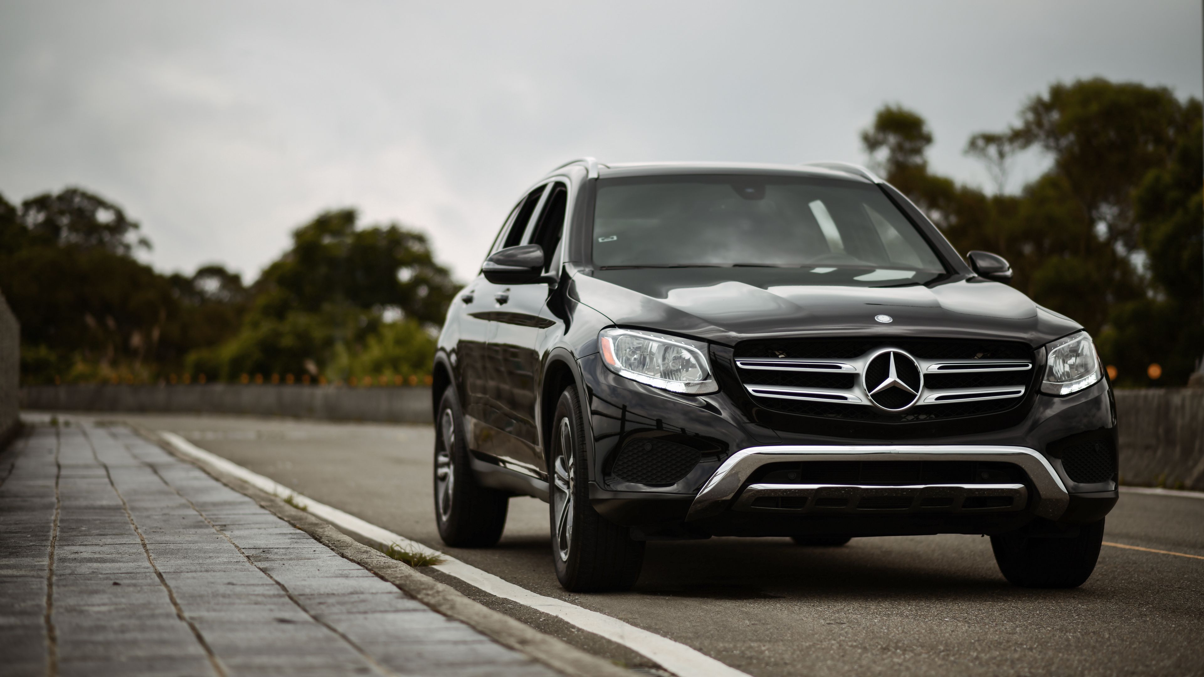 mercedes-benz glc300, mercedes, car, black, front view, 4k, HD Wallpaper