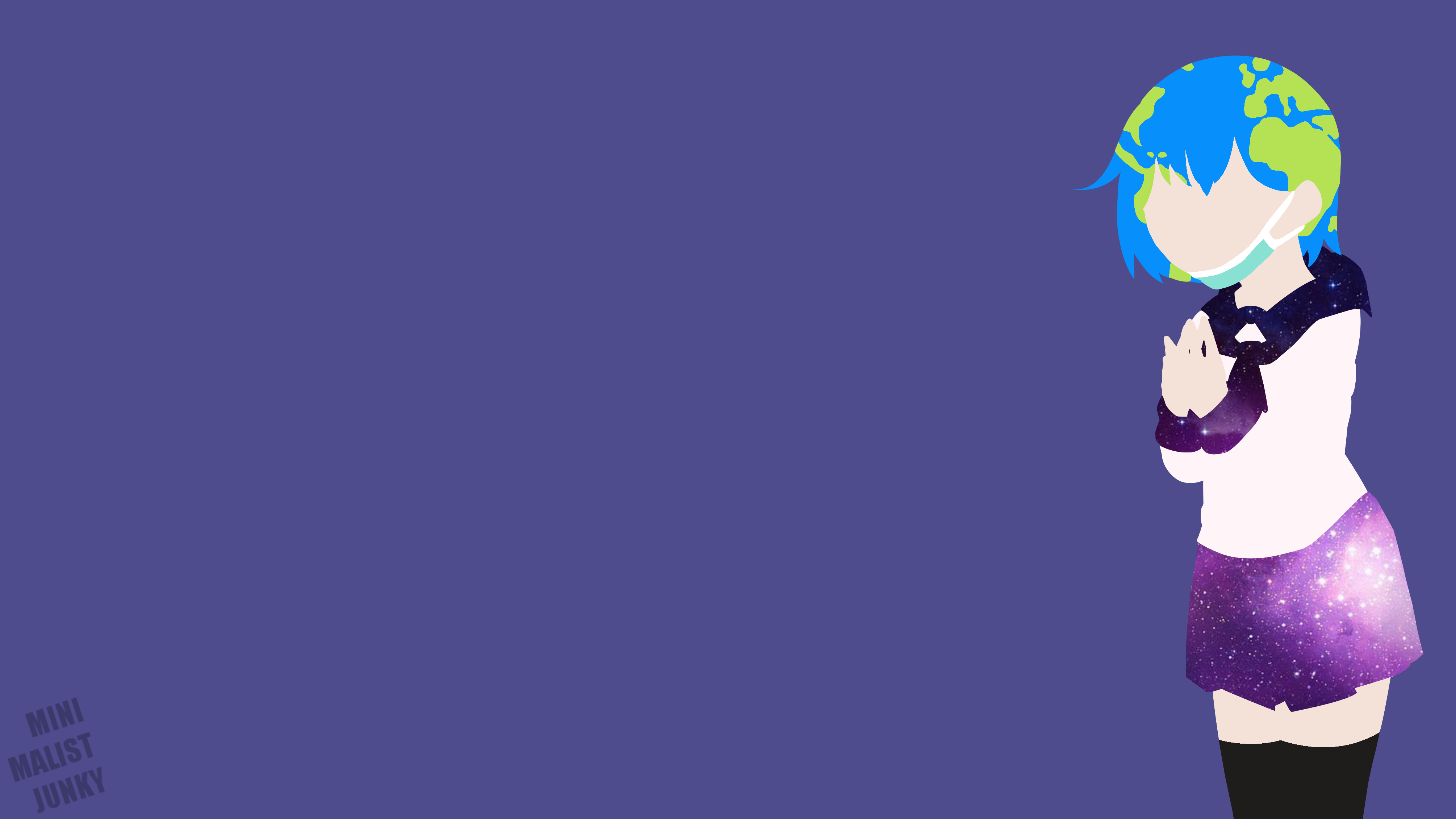 Earth-chan, anime girls, simple background, minimalism, MinimalistJunky, HD Wallpaper
