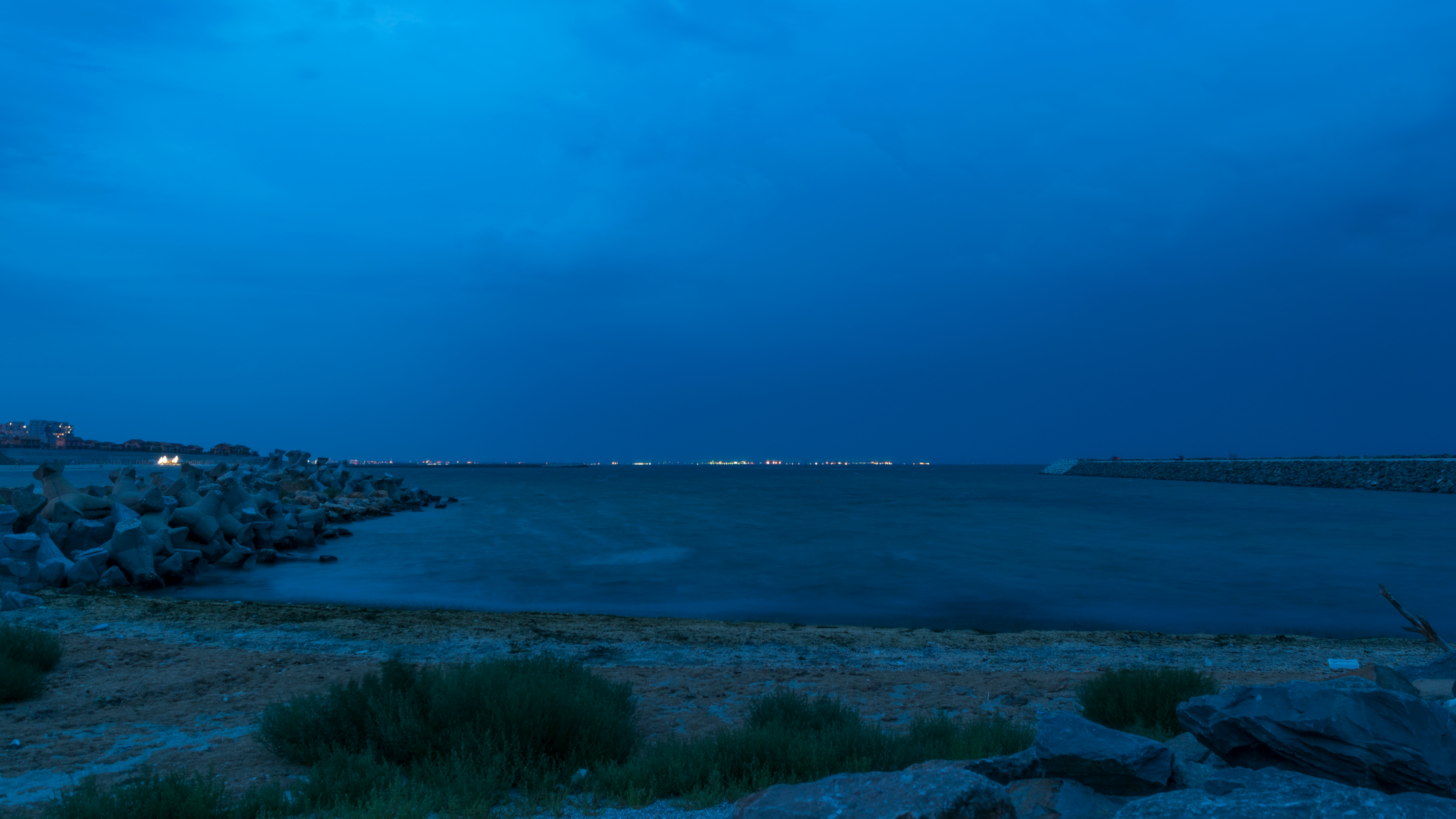 sea, sky, clouds, blue, landscape, HD Wallpaper