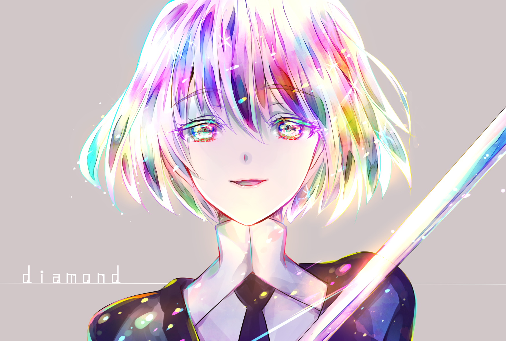 Houseki no Kuni, Diamond (Houseki no Kuni), simple background, jewels, HD Wallpaper