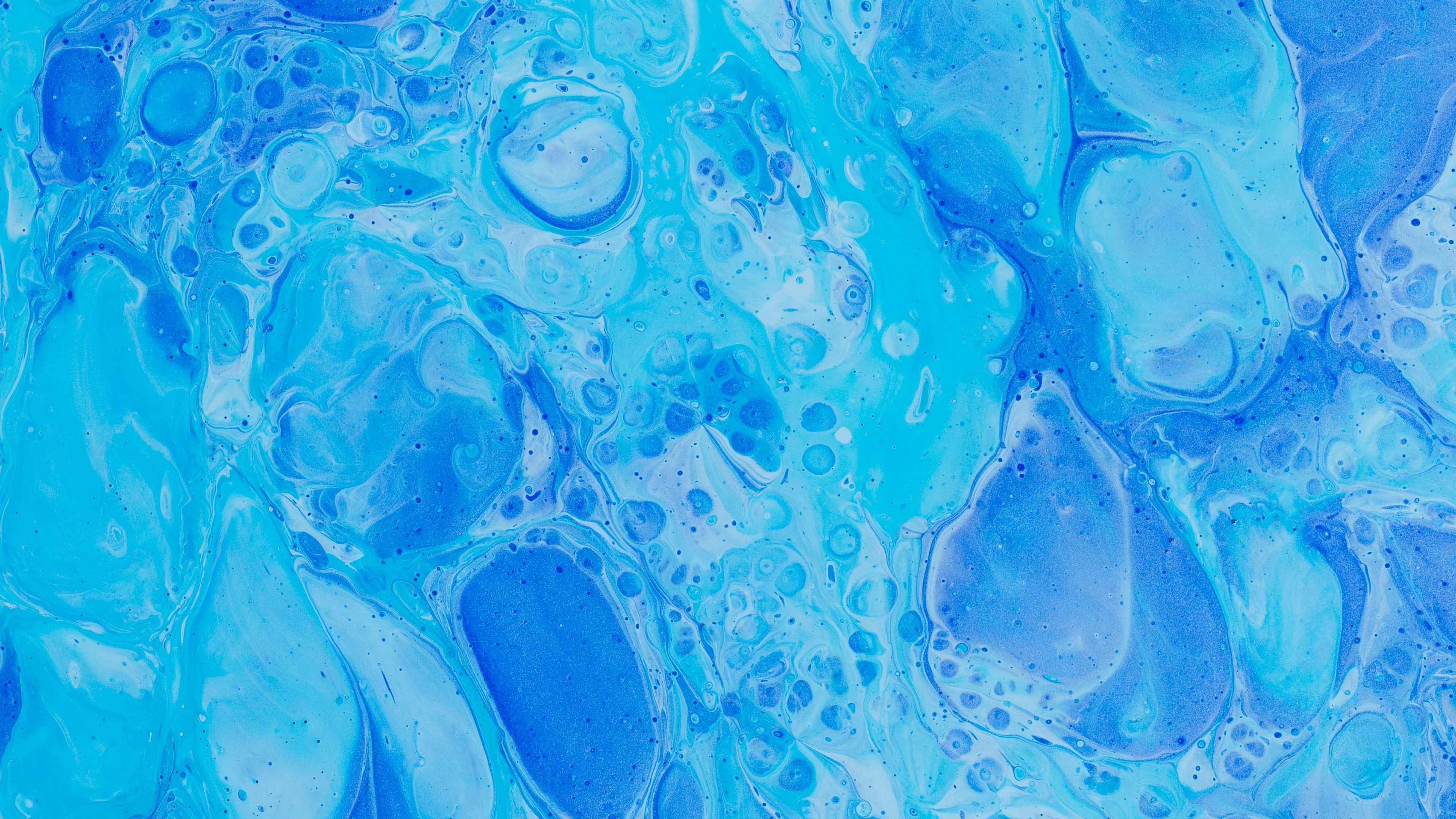 paint, blue, watercolor, spots, 4k, HD Wallpaper
