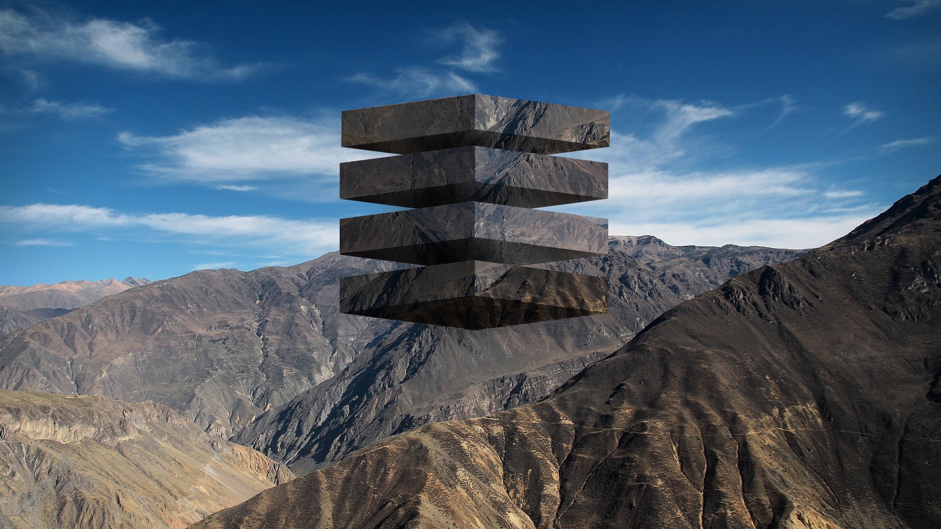 mountains, shapes, digital art, nature, HD Wallpaper