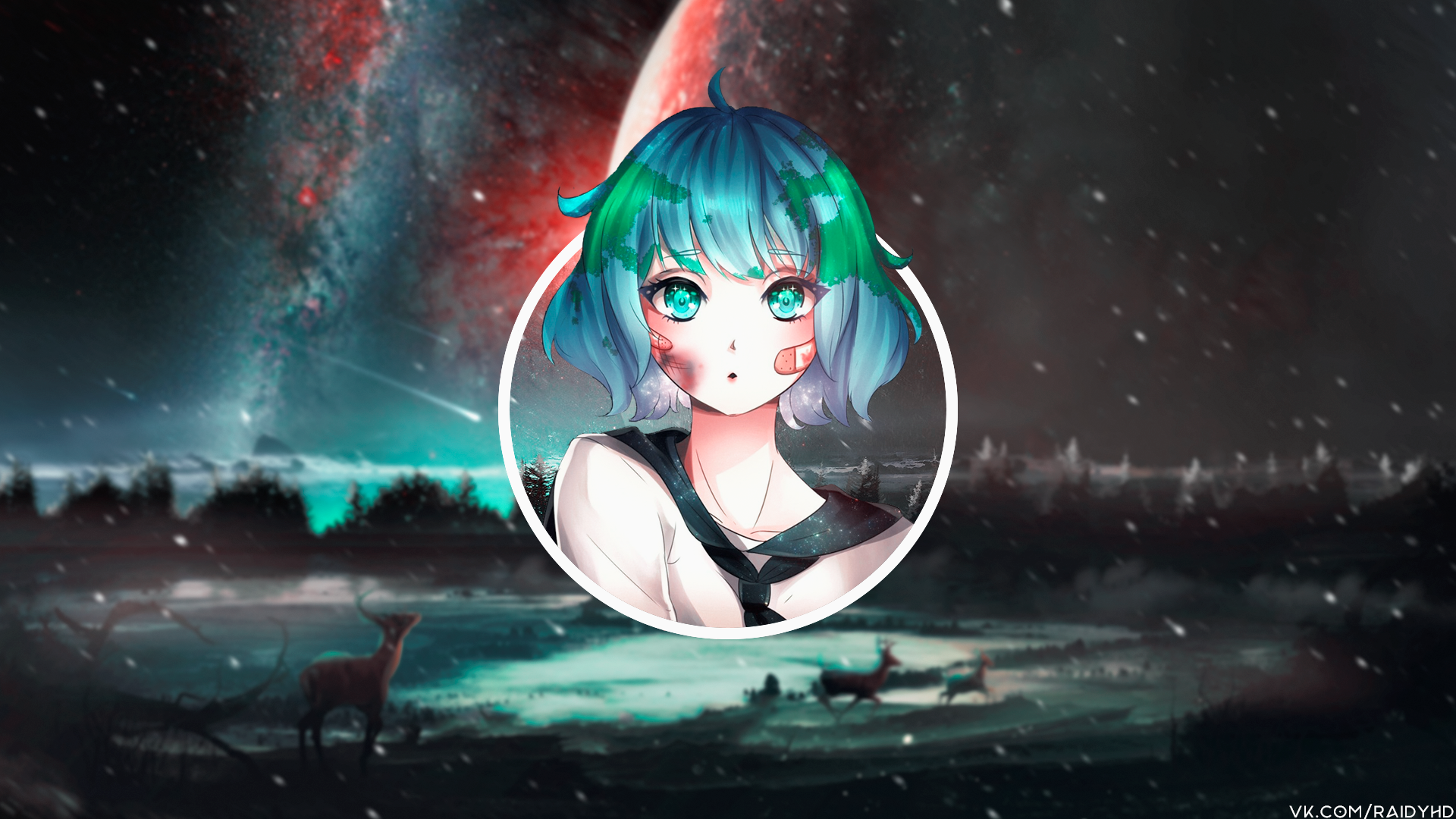 anime, anime girls, picture-in-picture, Earth, Earth-chan, HD Wallpaper