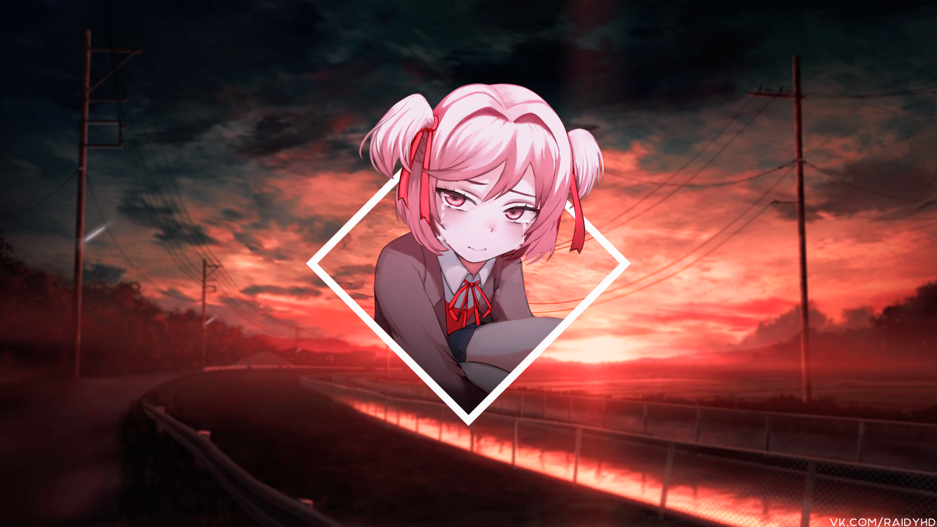 anime, picture-in-picture, anime girls, Natsuki (Doki Doki Literature Club), Doki Doki Literature Club, HD Wallpaper