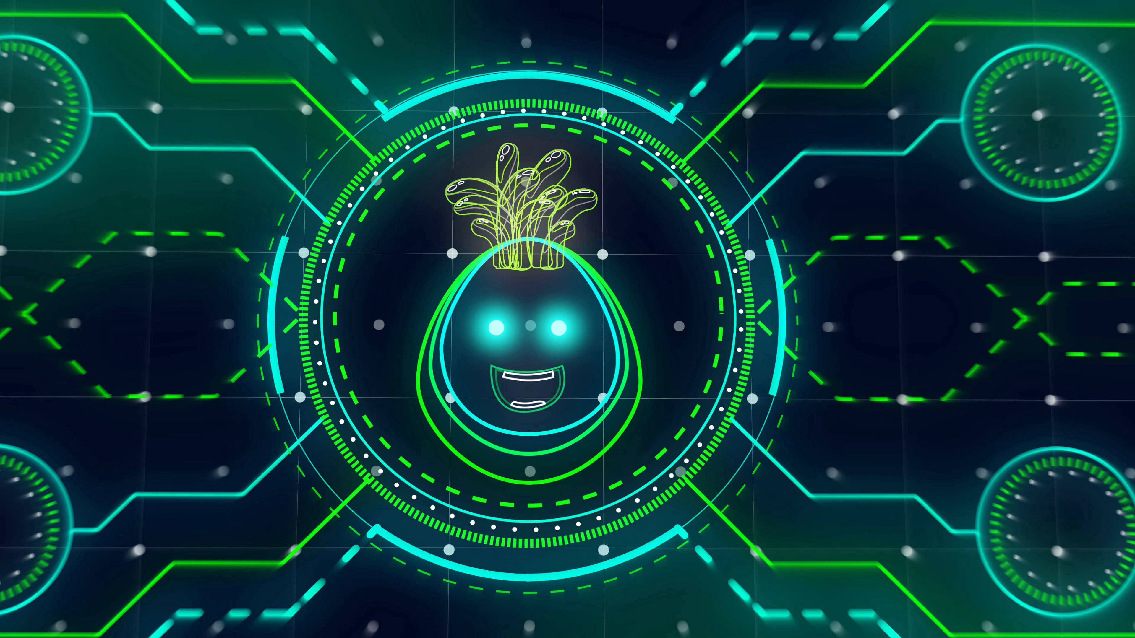 monster, smiley, neon, sci-fi, 4k, HD Wallpaper