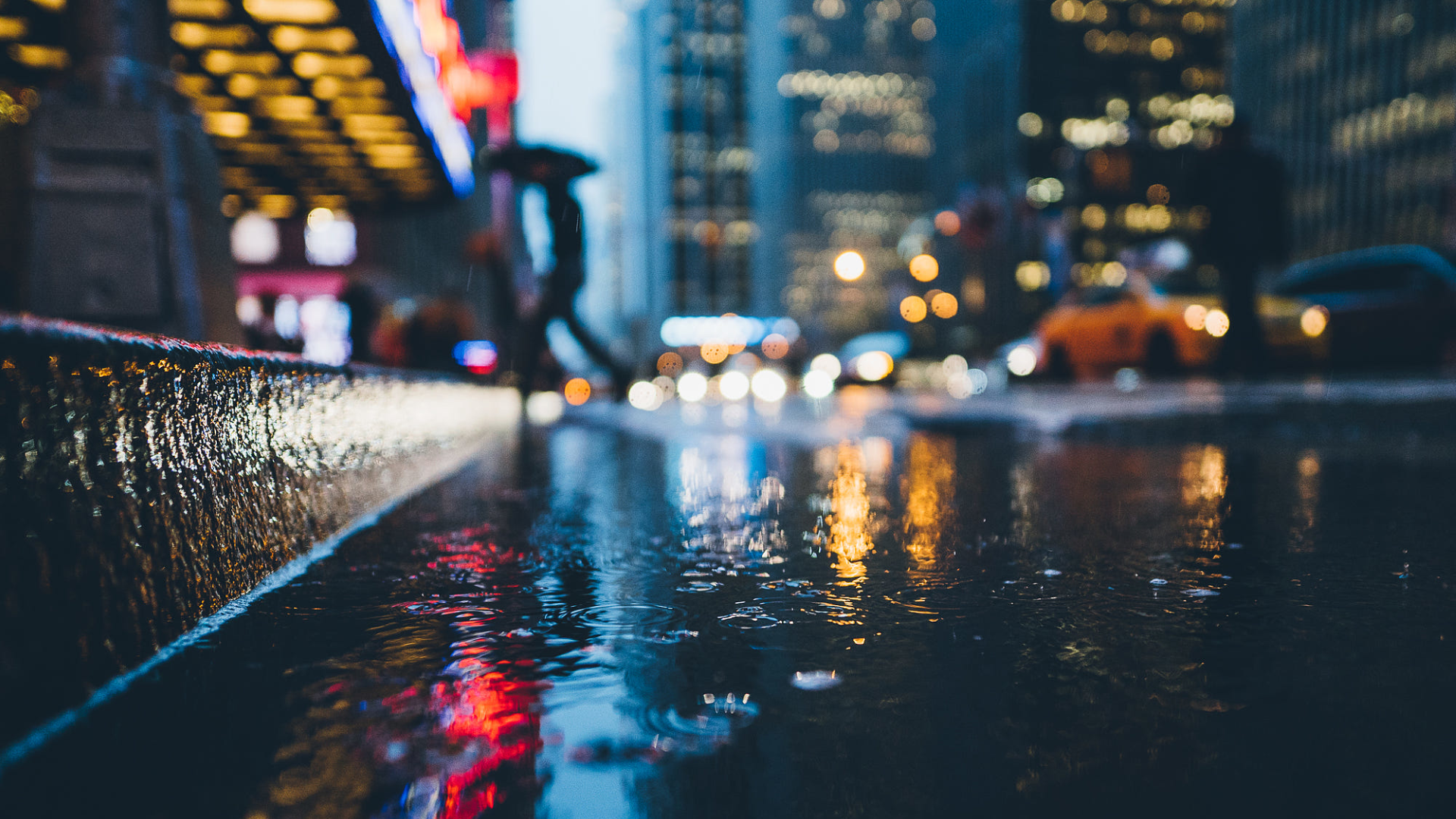 taxi, rain, street, bokeh, car, water, macro, blurred, cityscape, HD Wallpaper