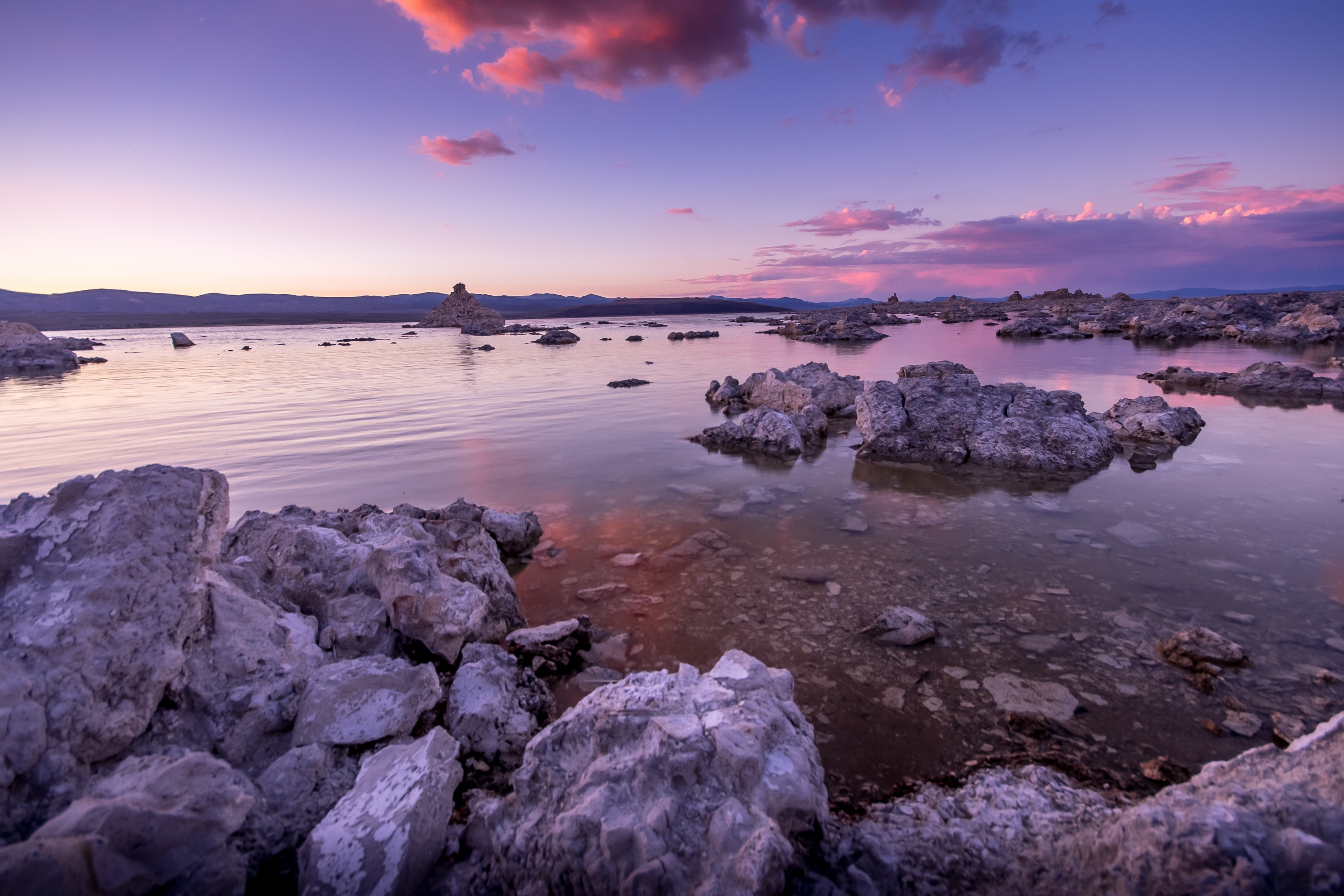 water, reflection, rocks, clouds, nature, HD Wallpaper