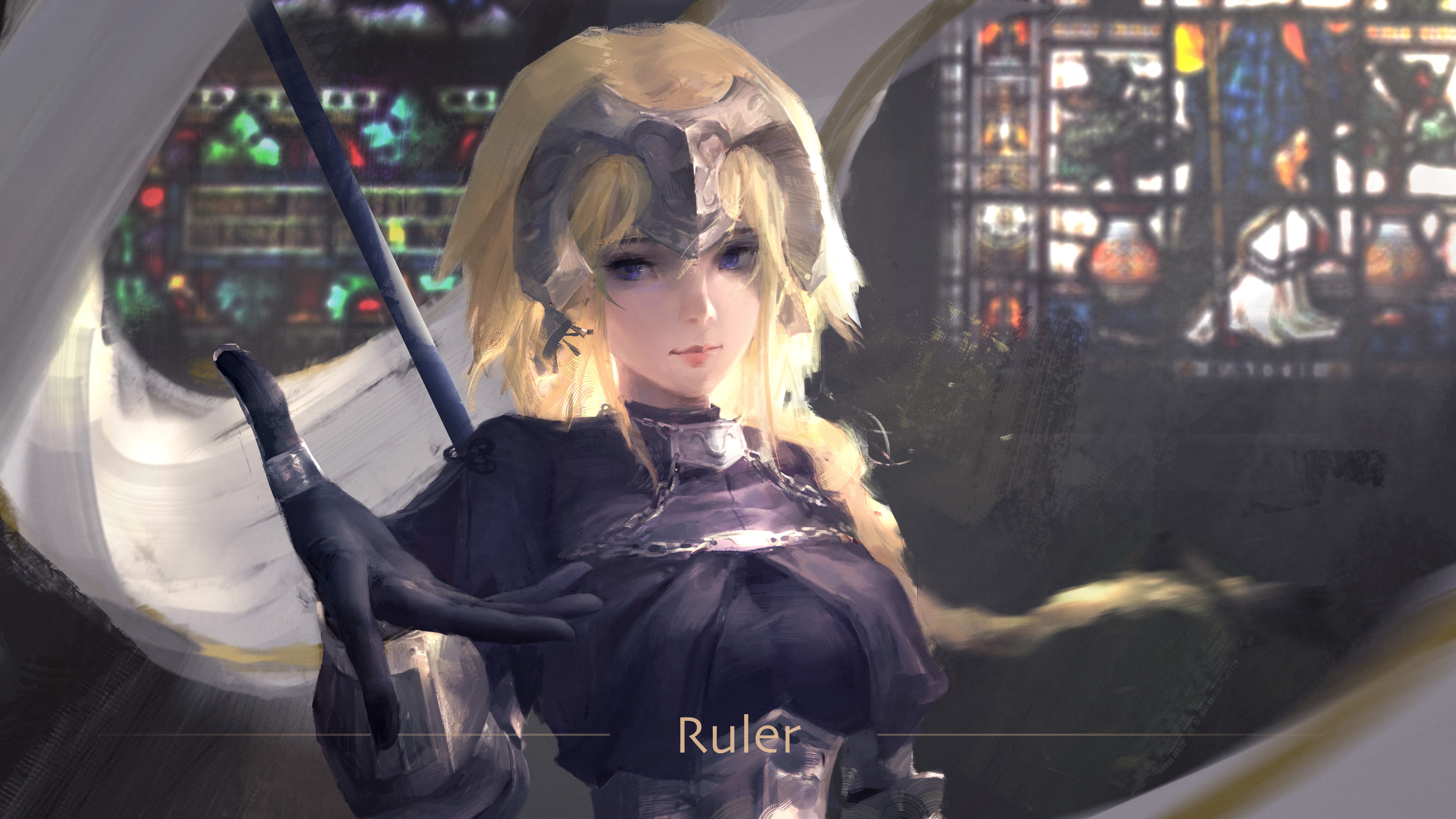 Jeanne dArc, Ruler (Fate/Grand Order), Ruler (Fate/Apocrypha), Fate/Grand Order, Fate Series, women, blonde, armor, spear, video games, anime girls, HD Wallpaper