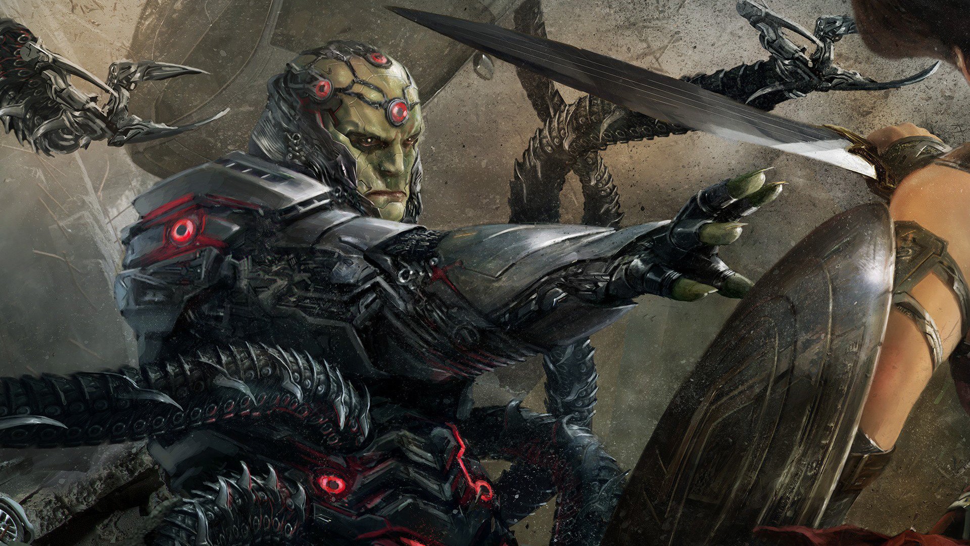DC Comics, Injustice 2, digital art, video games, Brainiac, Wonder Woman, HD Wallpaper