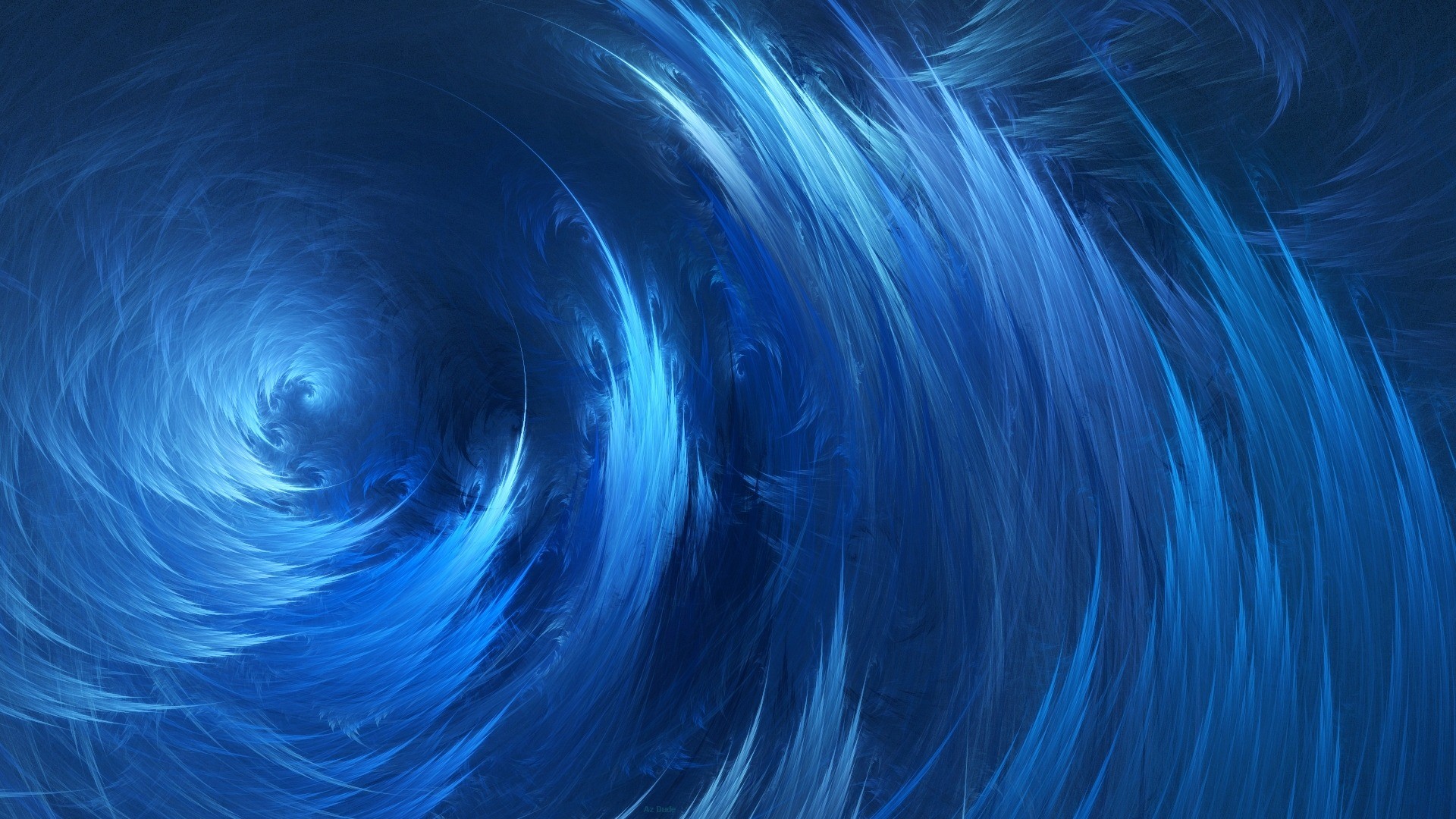 spiral, waves, blue, abstract, digital art, HD Wallpaper