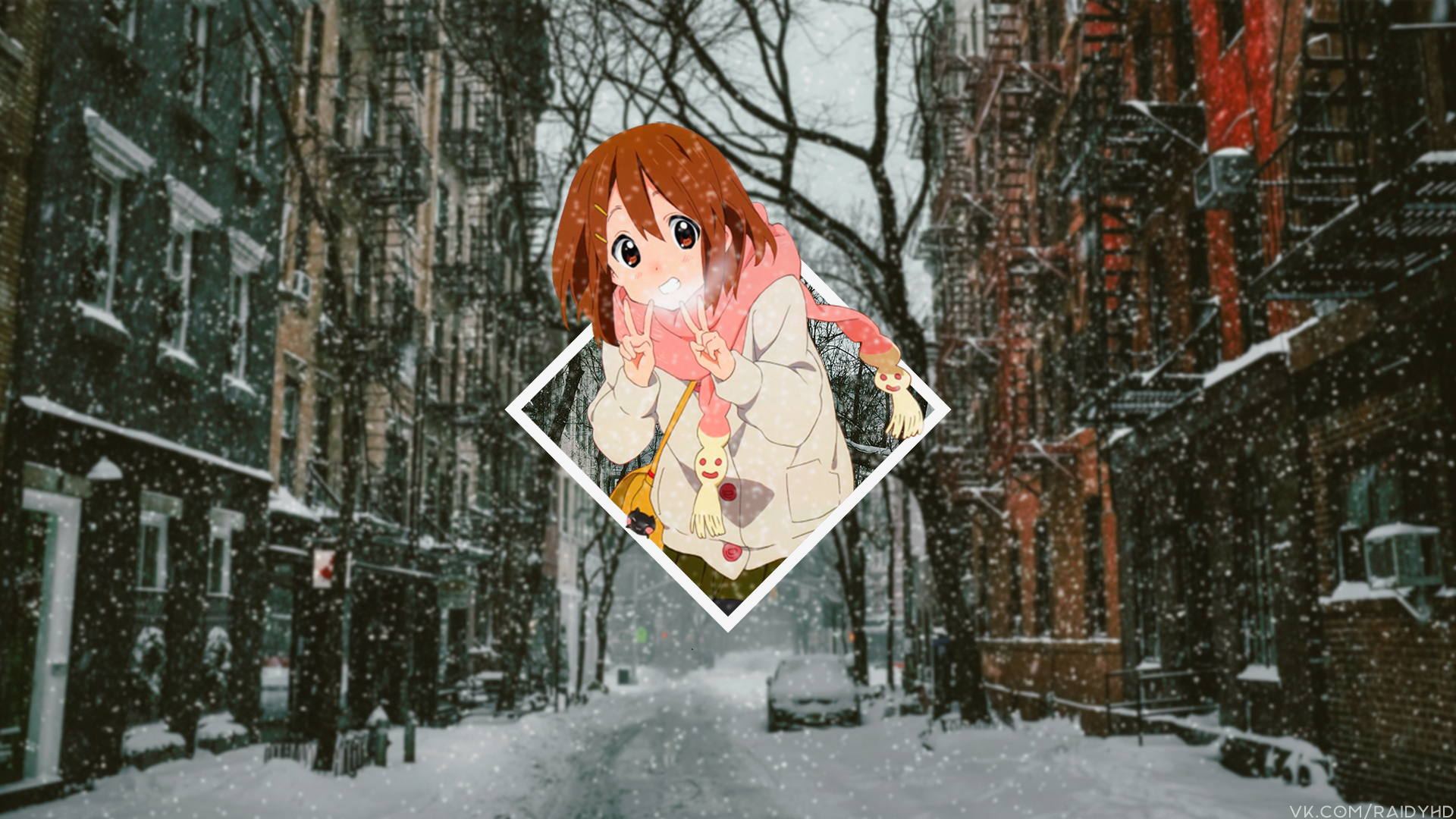 anime, anime girls, picture-in-picture, K-ON!, Hirasawa Yui, HD Wallpaper