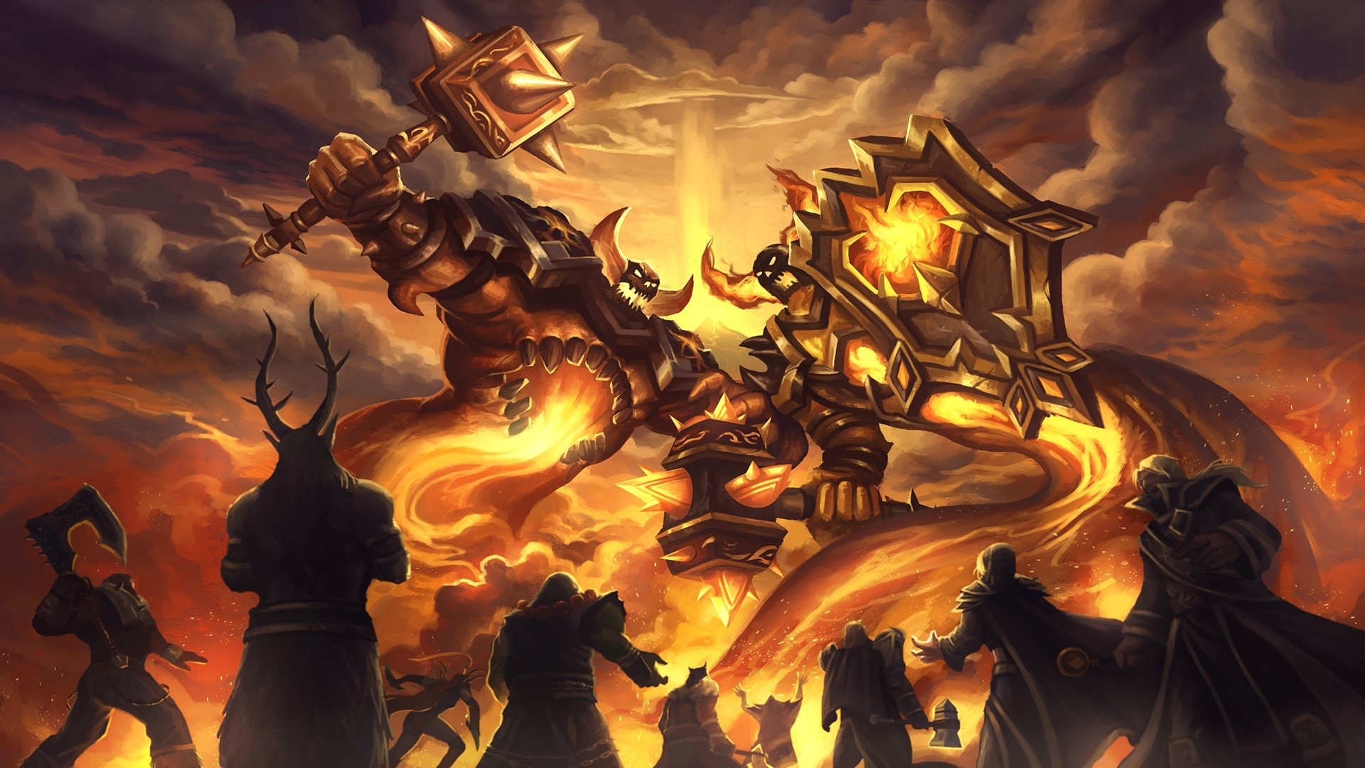 video games, Warcraft, World of Warcraft, Hearthstone, Ragnaros, Gorehowl, fire, digital art, artwork, fantasy art, HD Wallpaper