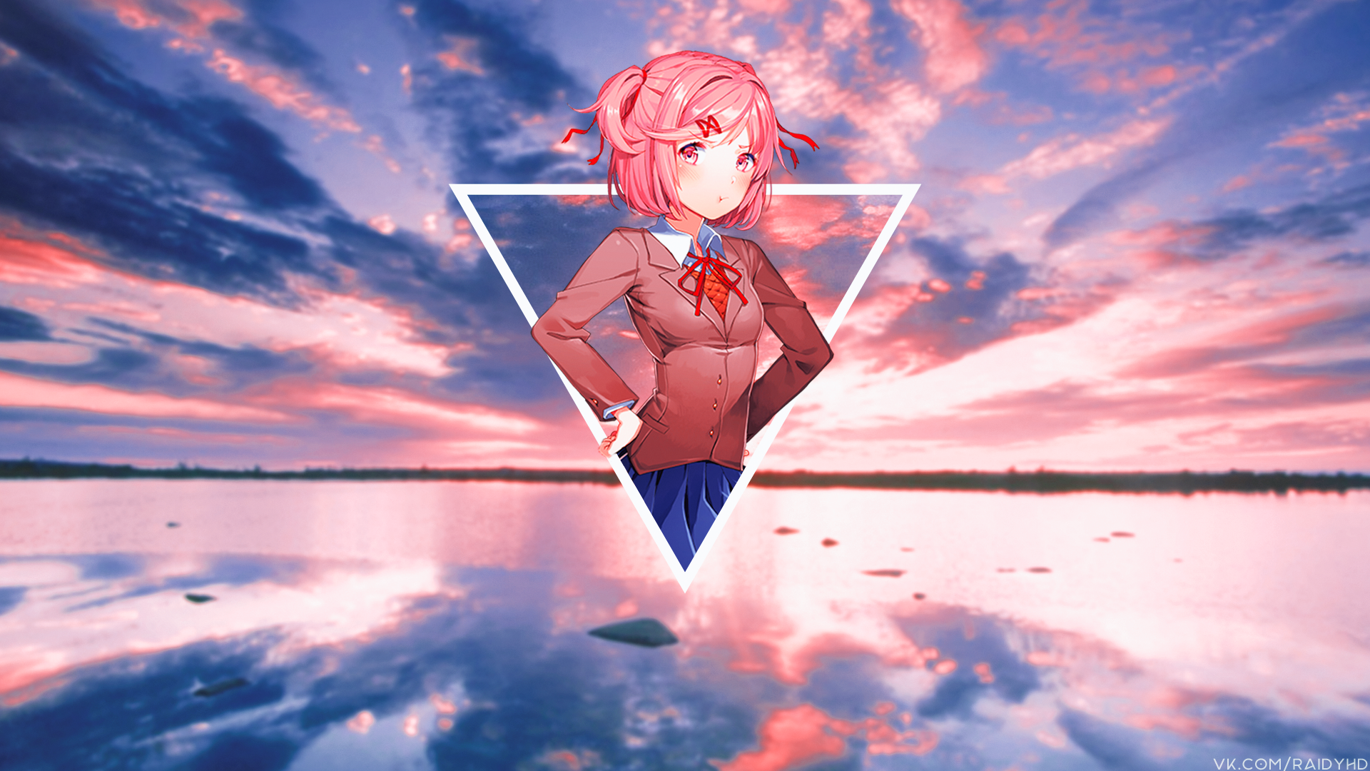 anime, anime girls, picture-in-picture, Doki Doki Literature Club, Natsuki (Doki Doki Literature Club), visual novel, HD Wallpaper