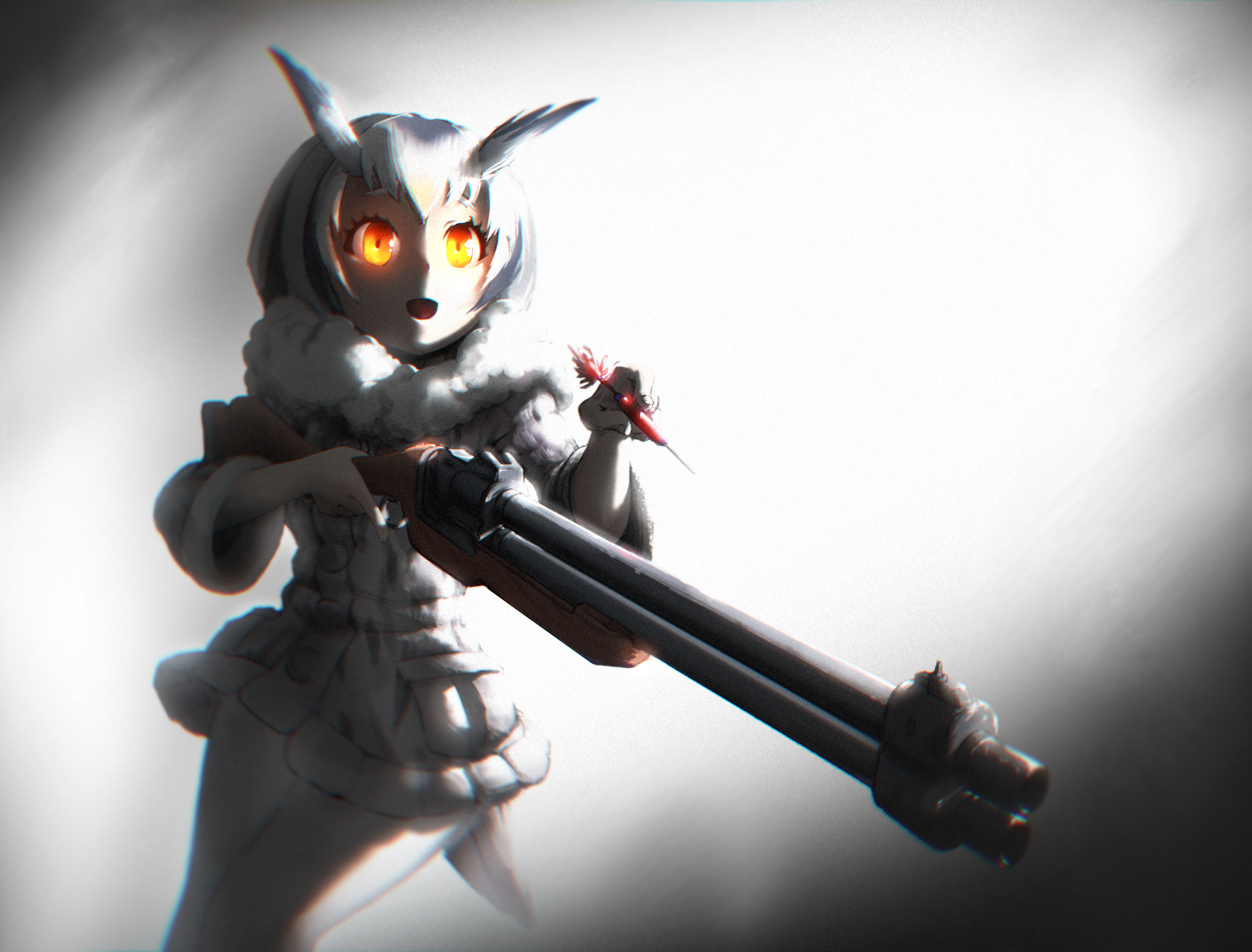 girls with guns, anime girls, short hair, Kemono Friends, HD Wallpaper