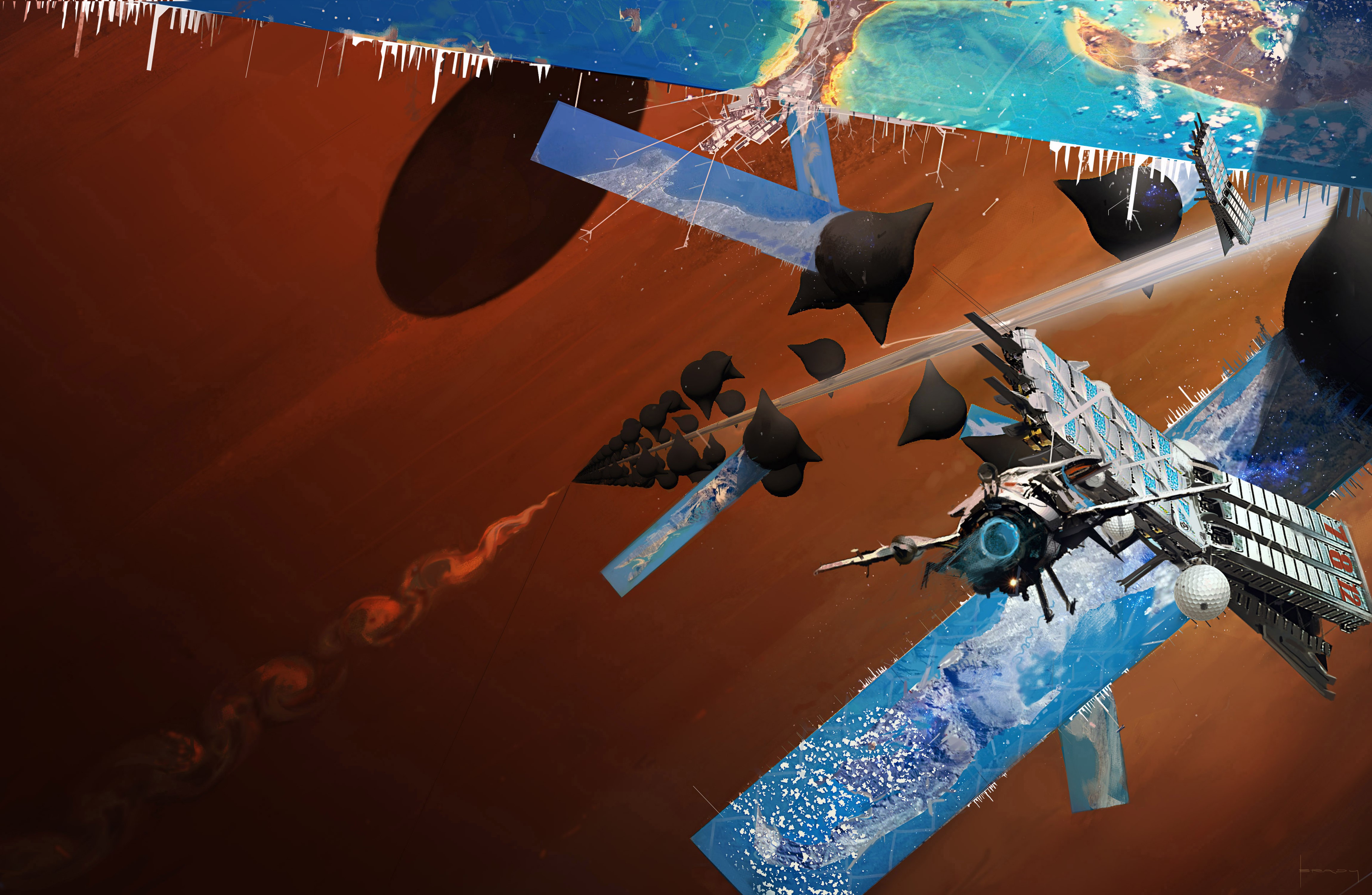 space, planet, spaceship, HD Wallpaper
