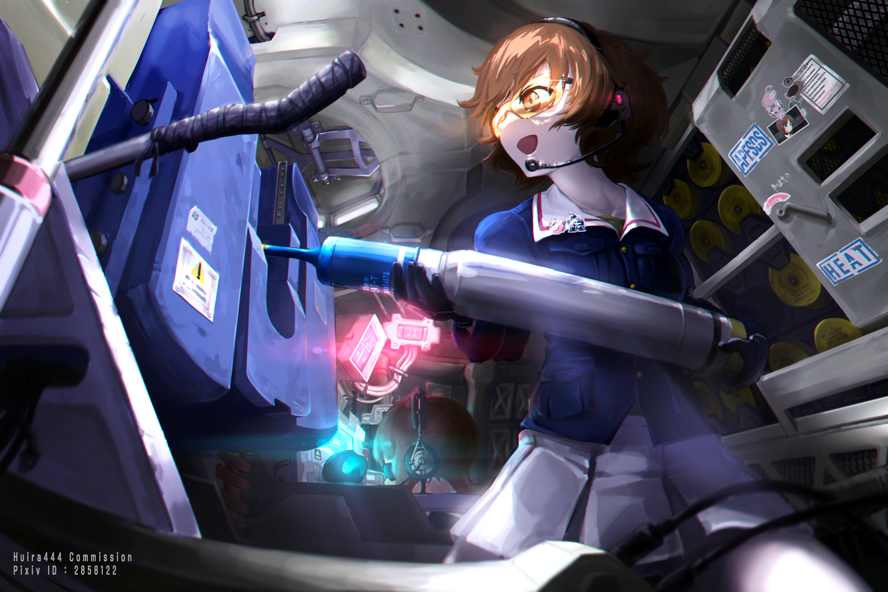Girls und Panzer, short hair, Akiyama Yukari, anime girls, tank, HD Wallpaper
