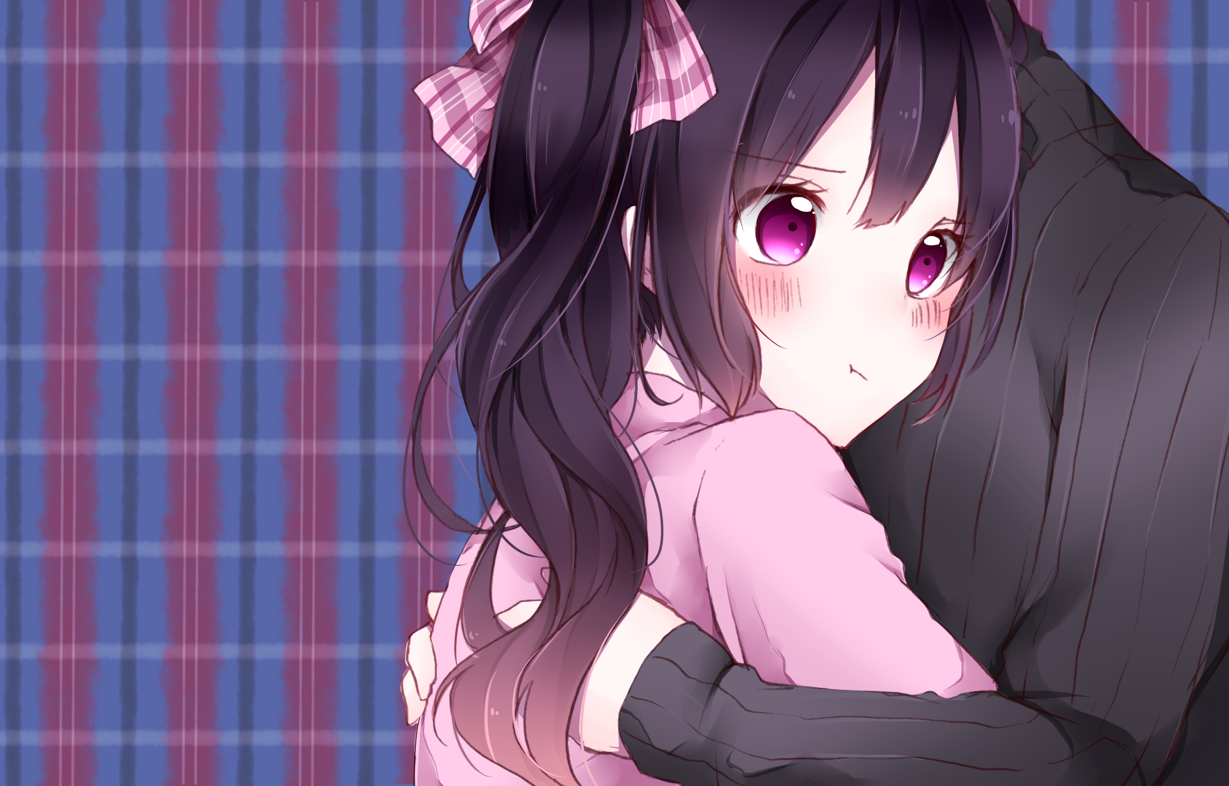 anime, anime girls, original characters, brunette, long hair, simple background, HD Wallpaper