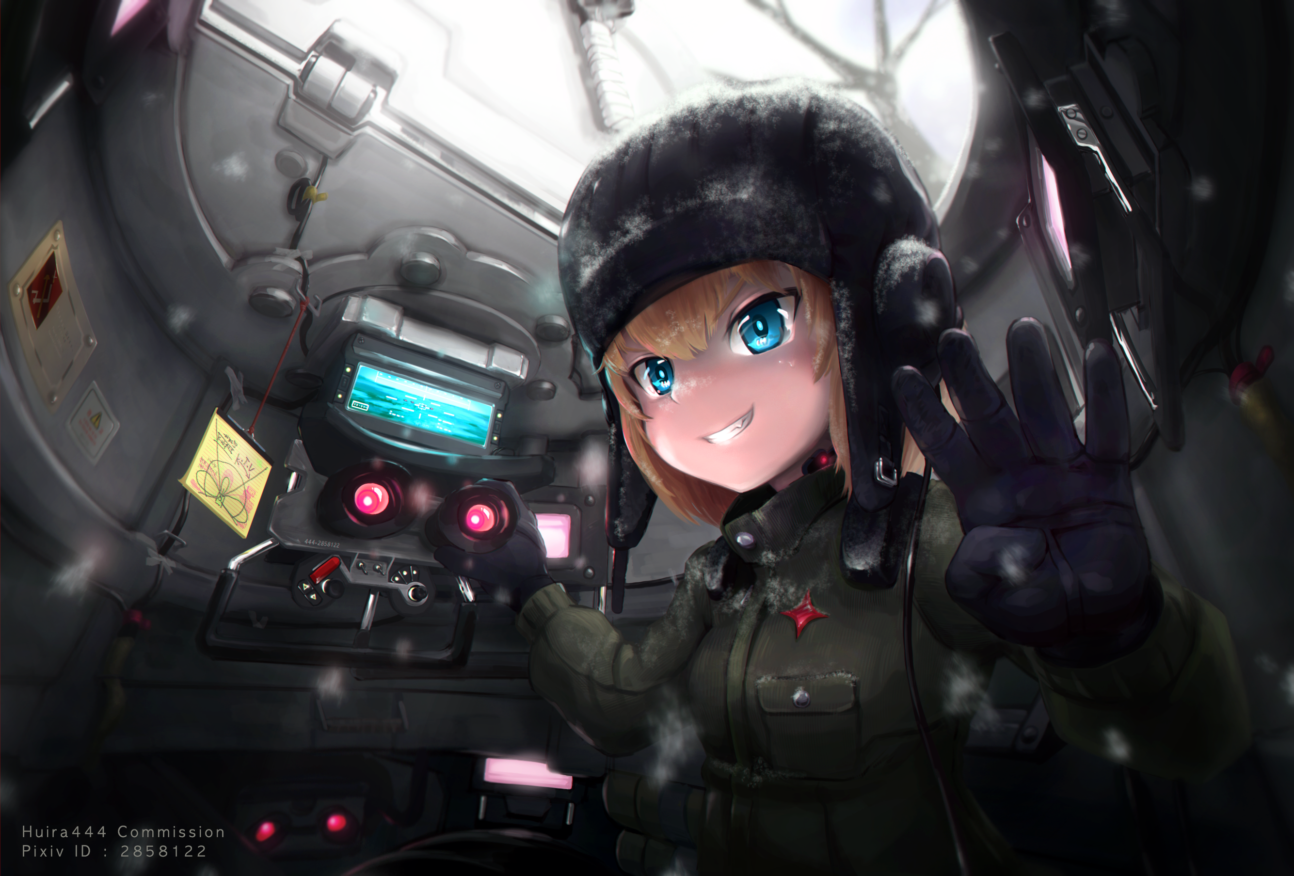 Girls und Panzer, Katyusha (Girls und Panzer), short hair, blonde, blue eyes, gloves, low-angle, HD Wallpaper