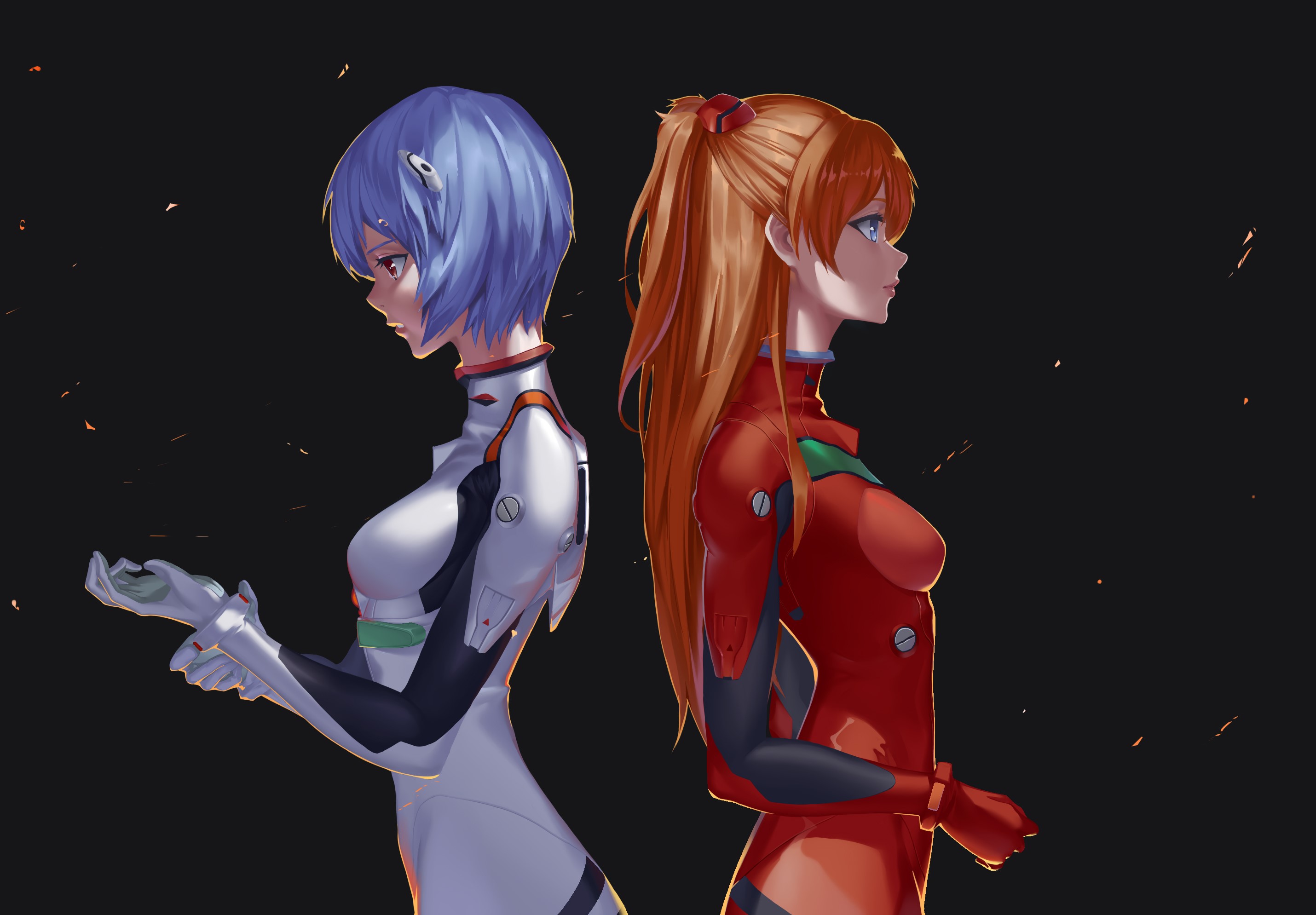 Neon Genesis Evangelion, anime girls, Asuka Langley Soryu, Ayanami Rei, HD Wallpaper