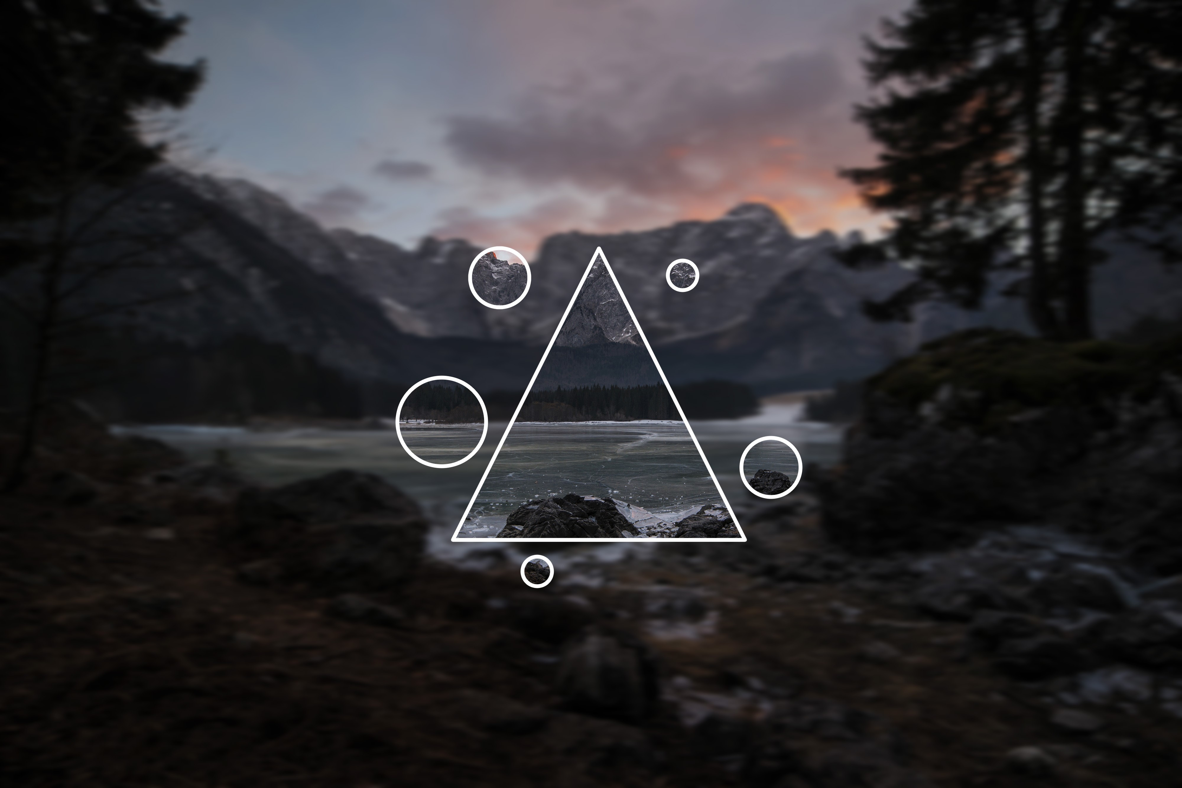 landscape, nature, rock, mountains, Photoshop, triangle, HD Wallpaper