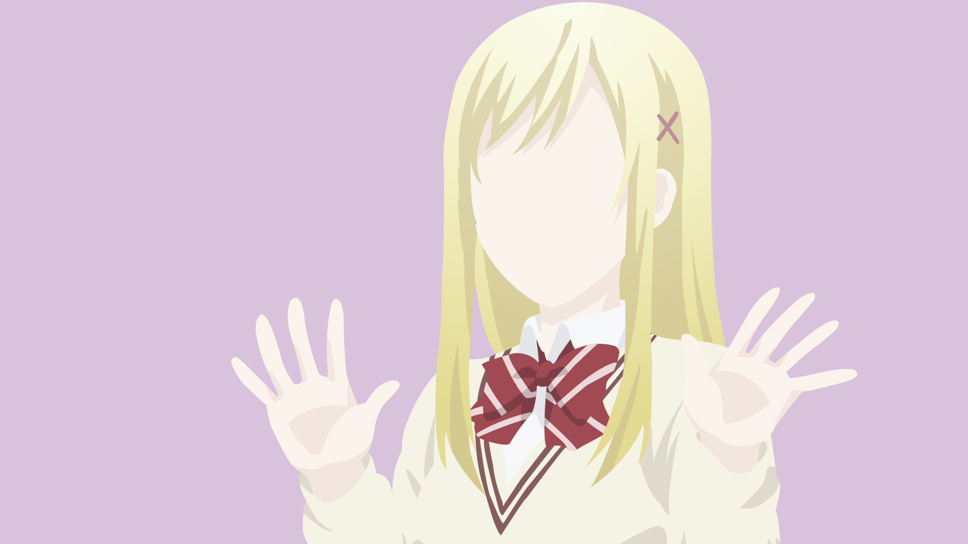 anime, anime girls, Yamada-kun to 7-nin no Majo, minimalism, simple background, blonde, hands, purple background, HD Wallpaper