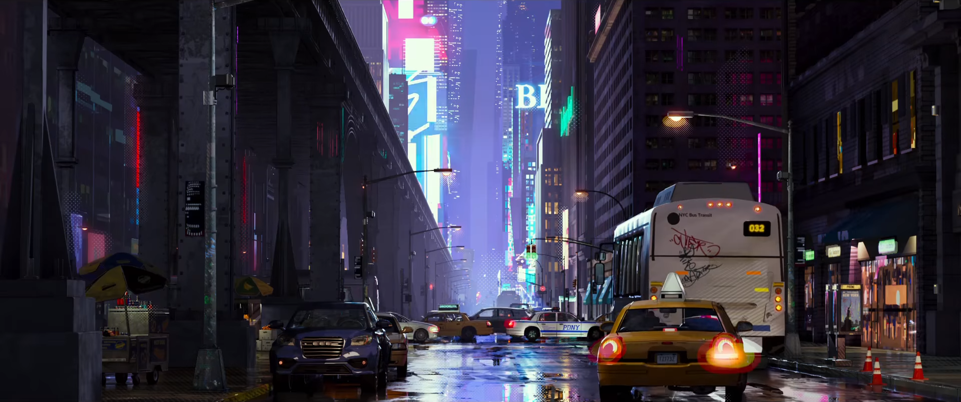 cityscape, artwork, car, urban, street, traffic, night, HD Wallpaper