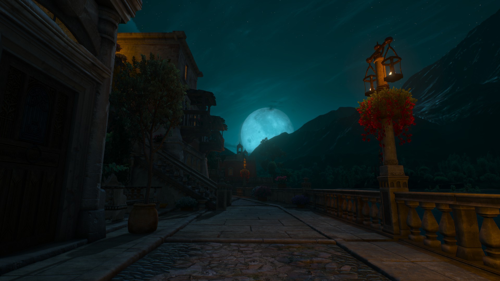 The Witcher 3: Wild Hunt, Moon, night, video games, The Witcher, The Witcher 3: Wild Hunt - Blood and Wine, DLC, town, HD Wallpaper