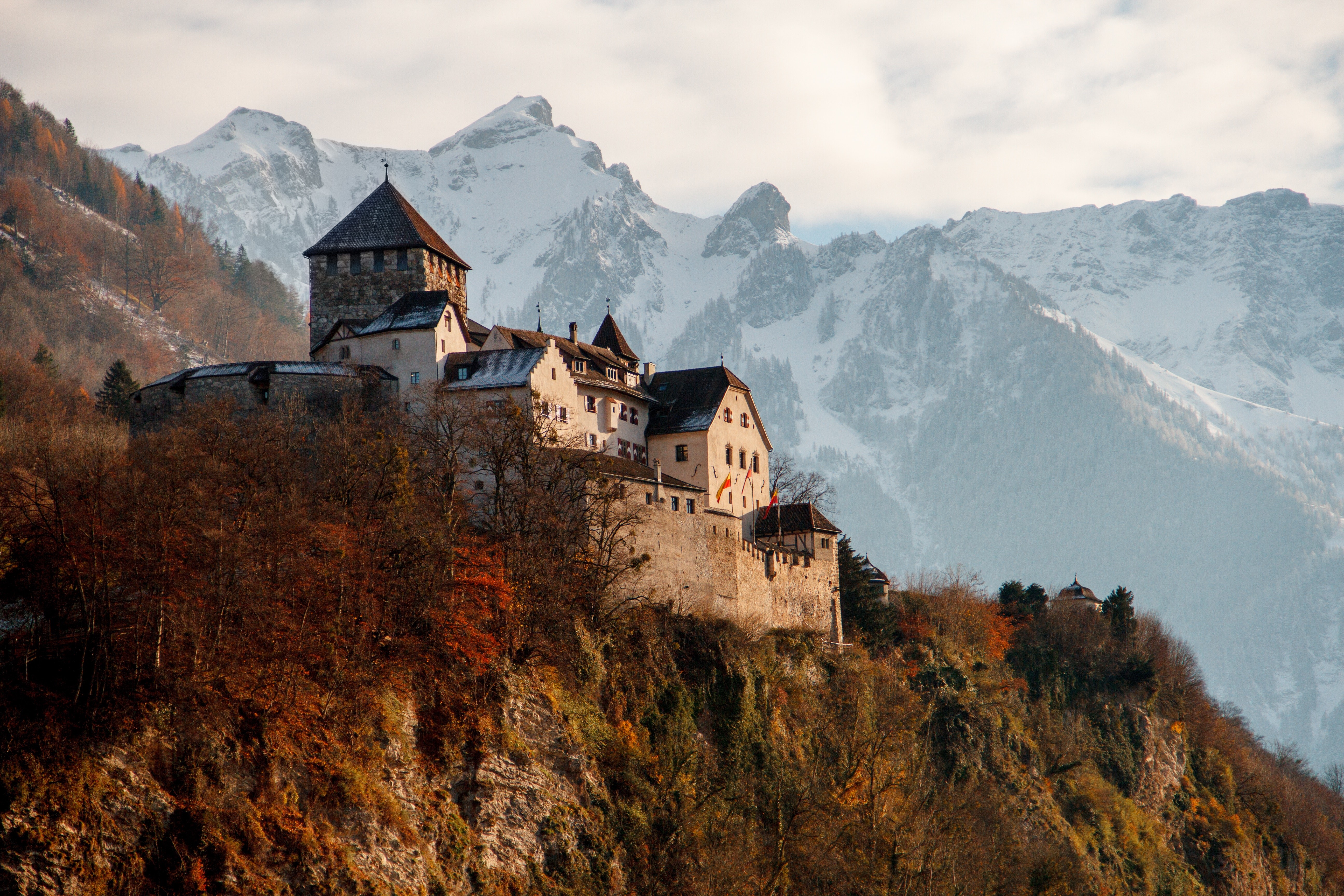 snow, mountains, landscape, nature, castle, HD Wallpaper