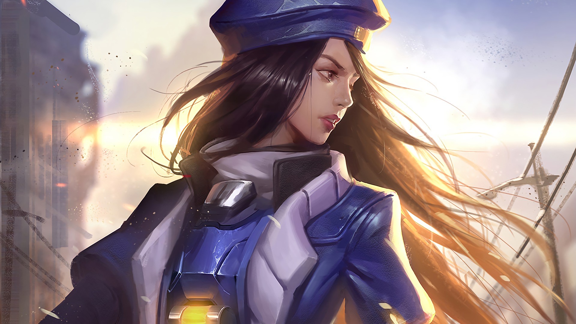 video games, women, digital art, artwork, Ana (Overwatch), Overwatch, brunette, looking away, long hair, HD Wallpaper