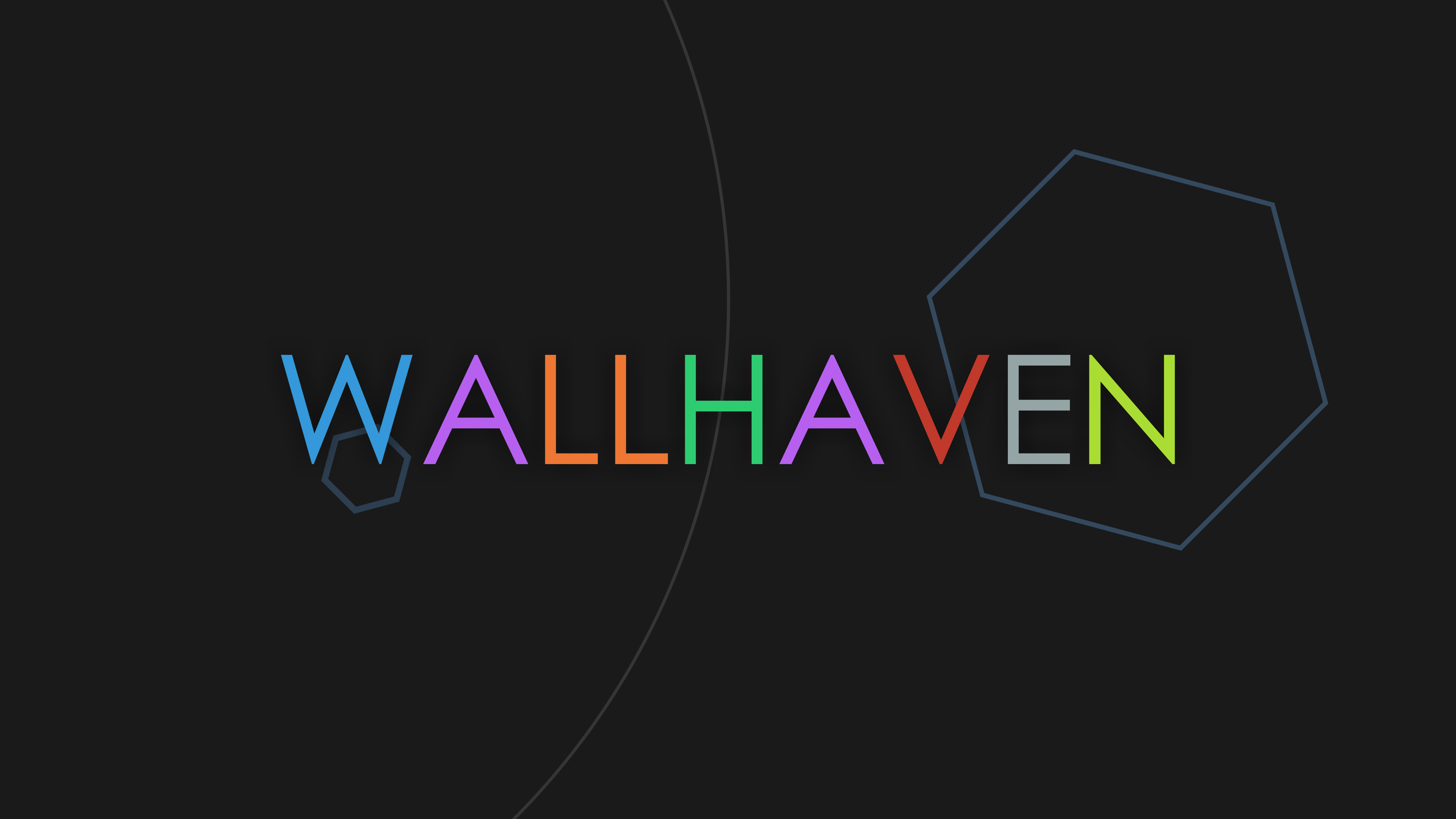 wallhaven, text, hexagon, minimalism, black background, colorful, HD Wallpaper