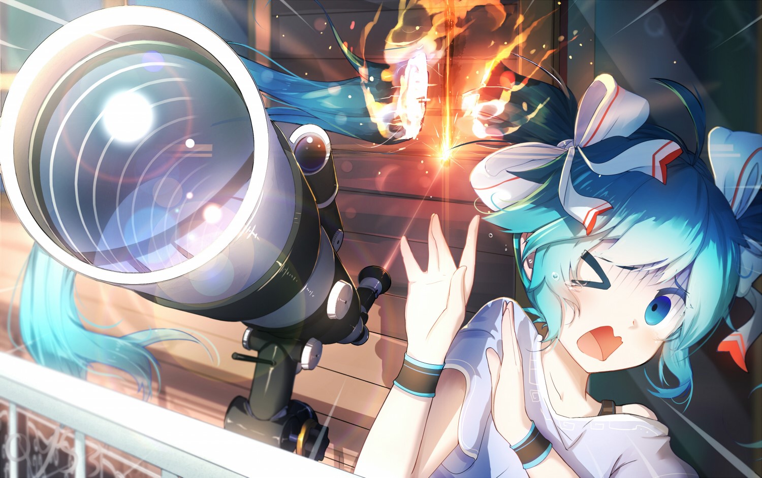 Hatsune Miku, Vocaloid, blue hair, blue eyes, open mouth, HD Wallpaper