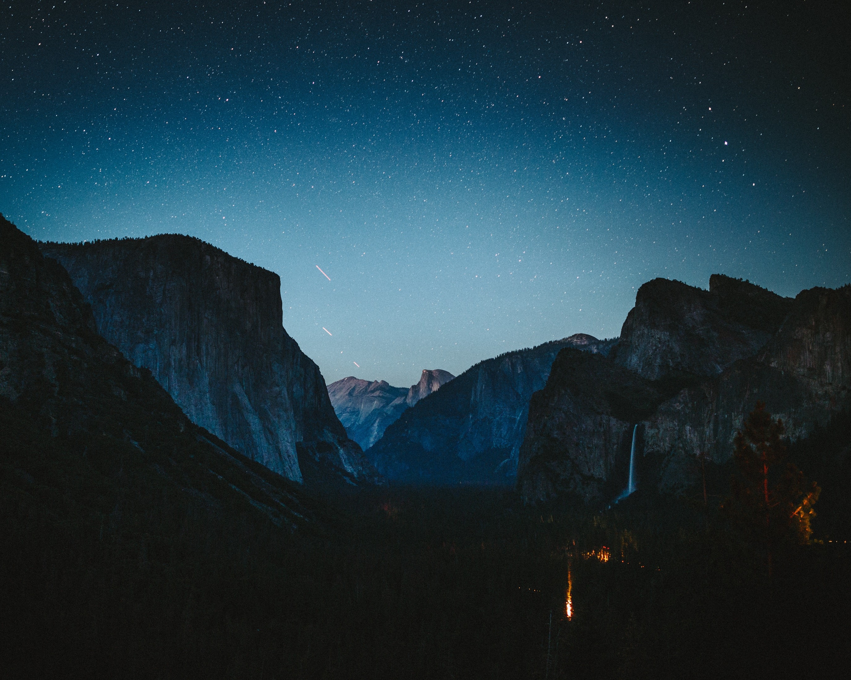 nature, mountains, stars, trees, HD Wallpaper