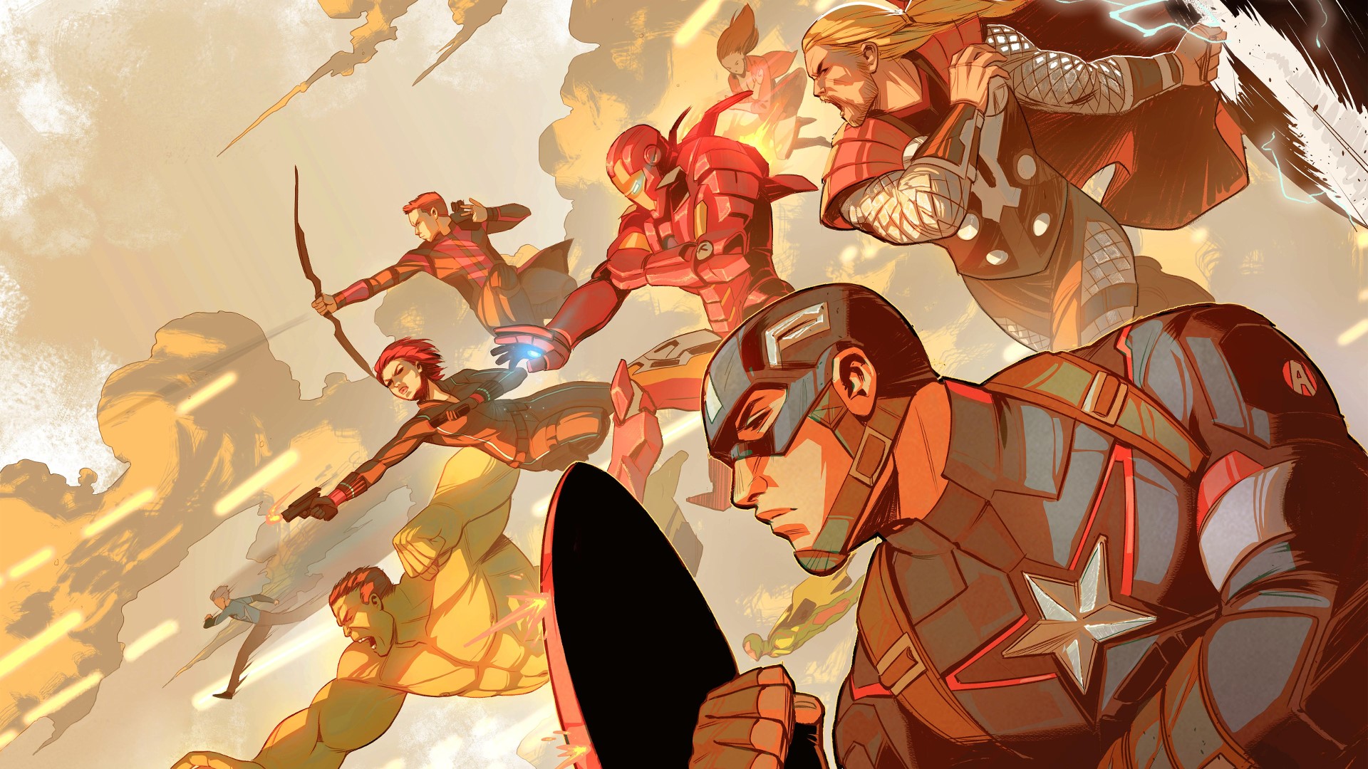 The Avengers, Captain America, Iron Man, Thor, Black Widow, Hulk, HD Wallpaper
