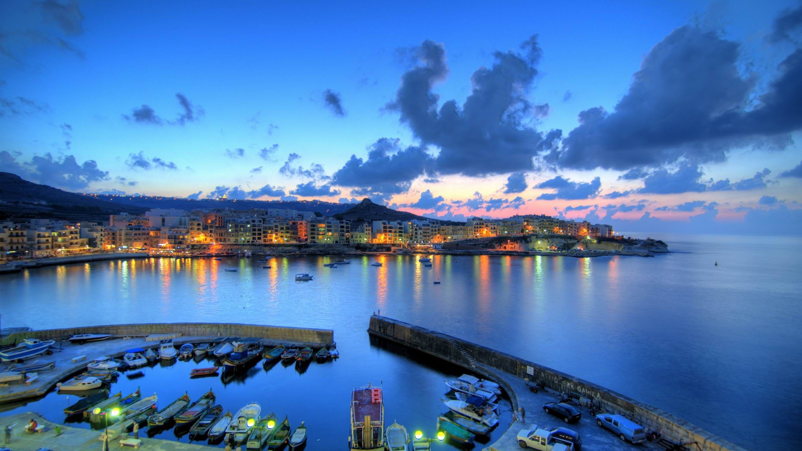 photography, cityscape, Malta, ports, boat, sea, panoramas, HD Wallpaper