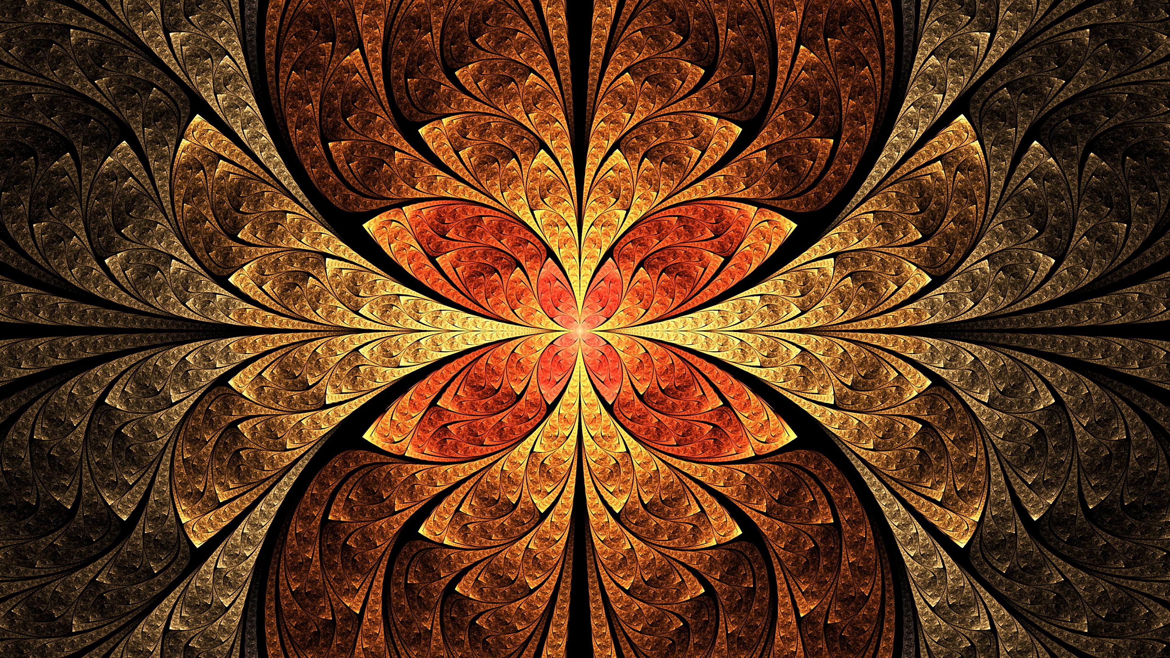 fractal, glow, abstraction, pattern, digital, 4k, HD Wallpaper