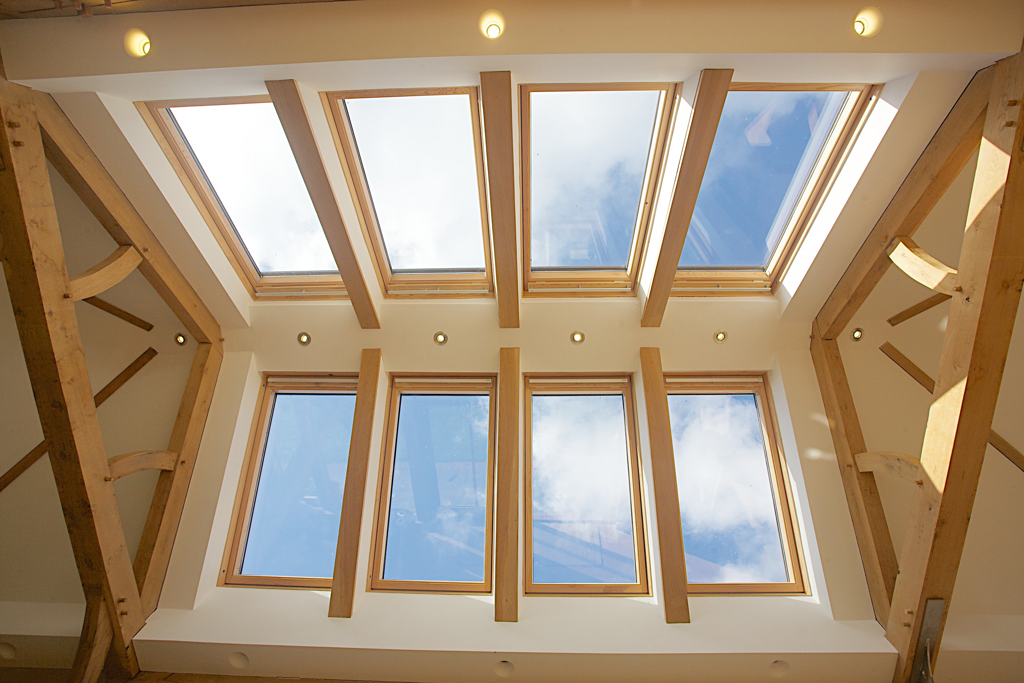 blue, sky, room, window, wood, HD Wallpaper