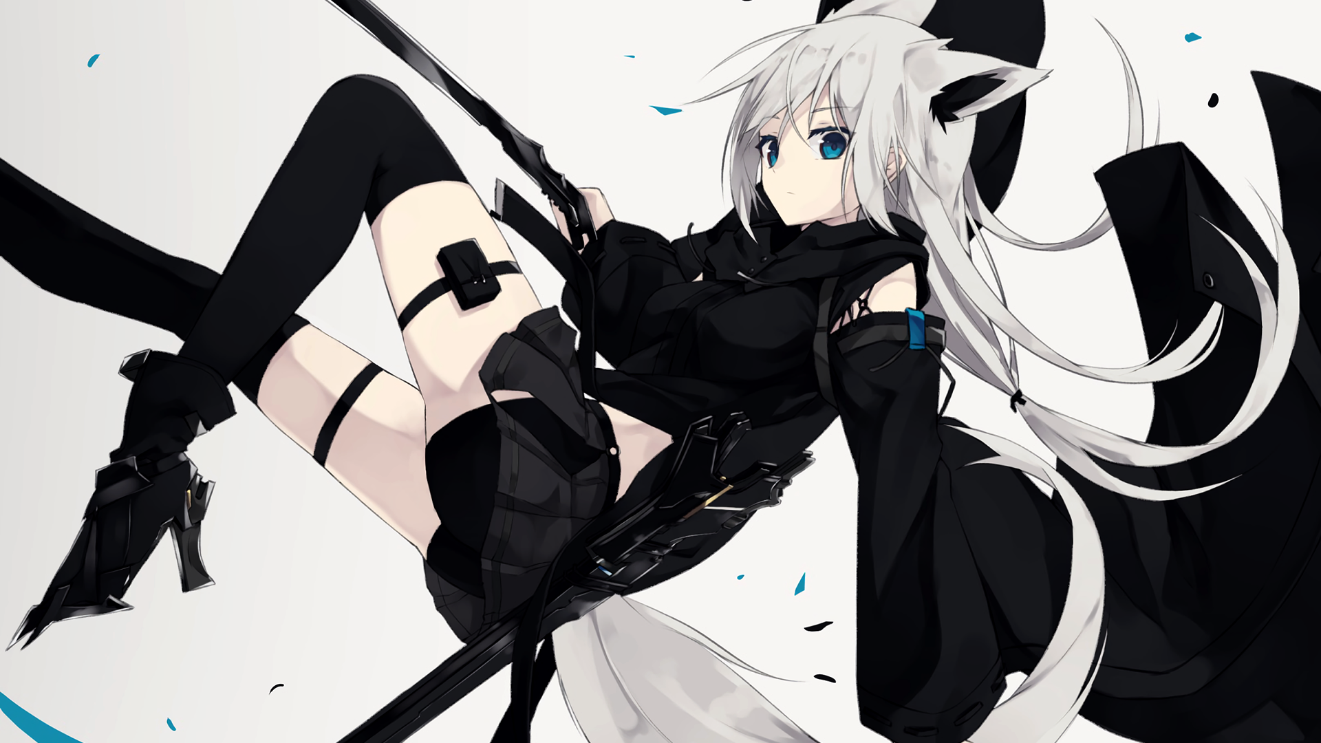 sword, shorts, long hair, skirt, HD Wallpaper