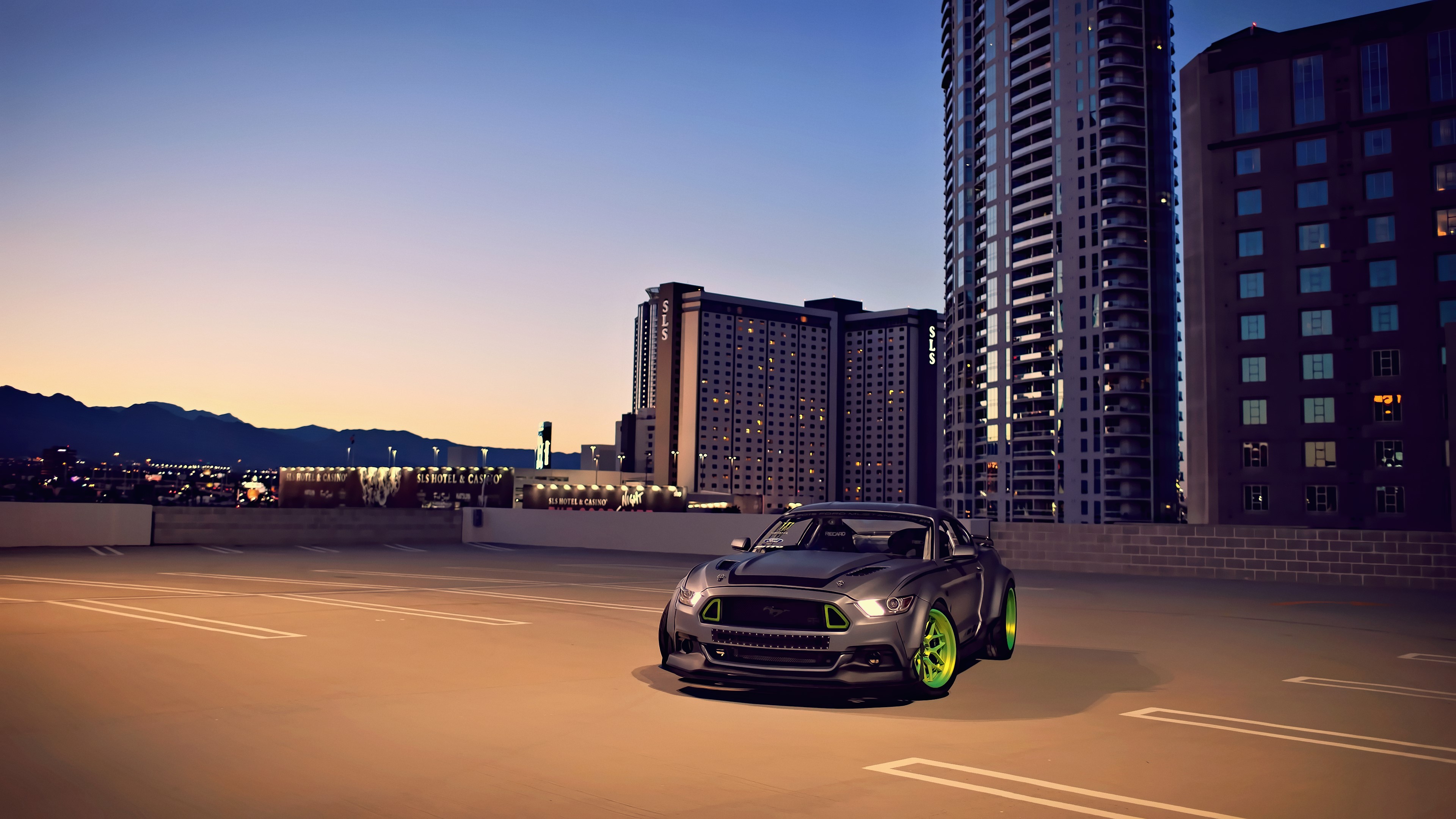 vehicle, car, sports car, Super Car, cityscape, city, sunset, 2015 Ford Mustang RTR, HD Wallpaper