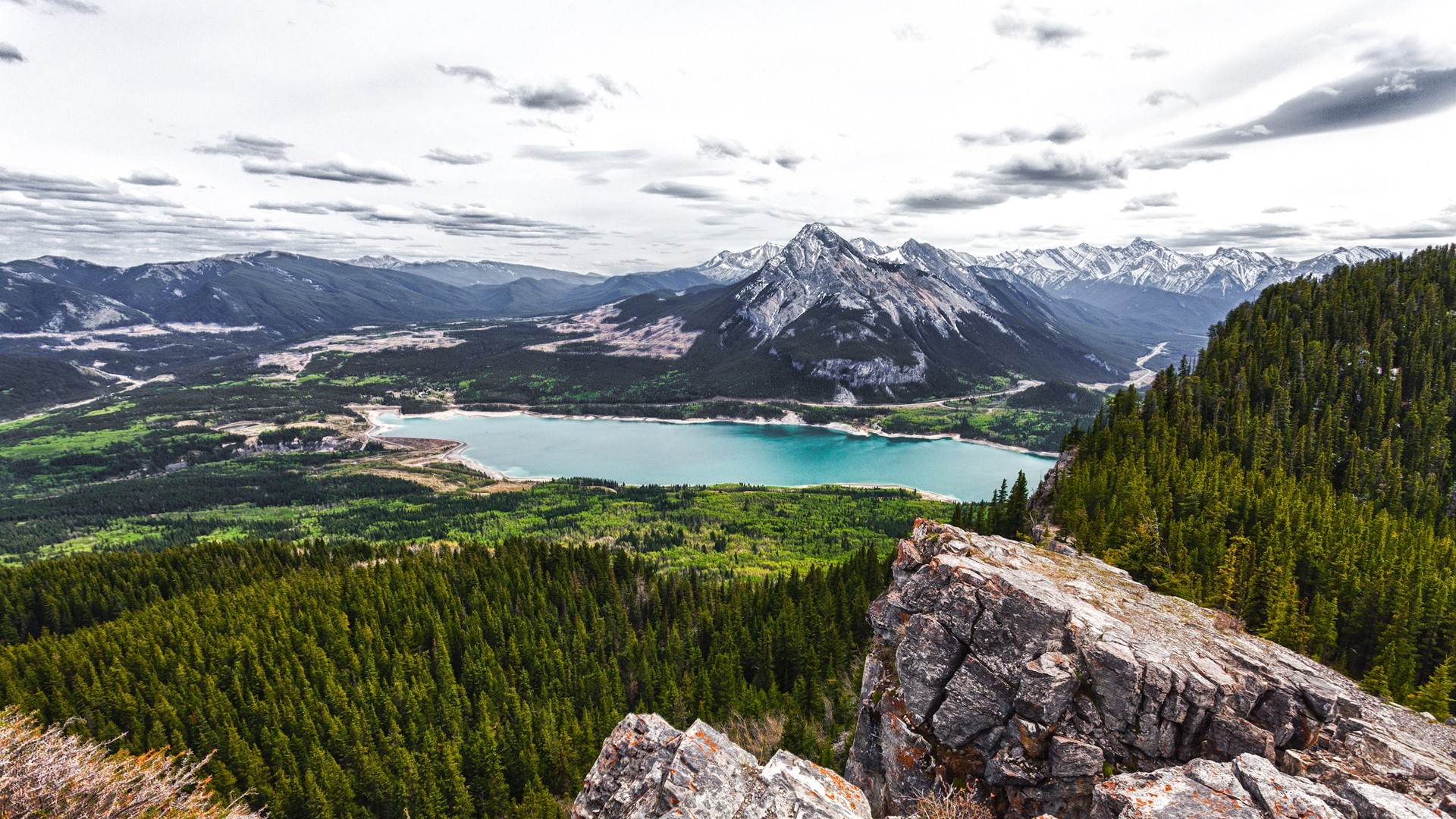 nature, landscape, mountains, forest, trees, rock, rocks, lake, Canada, HD Wallpaper