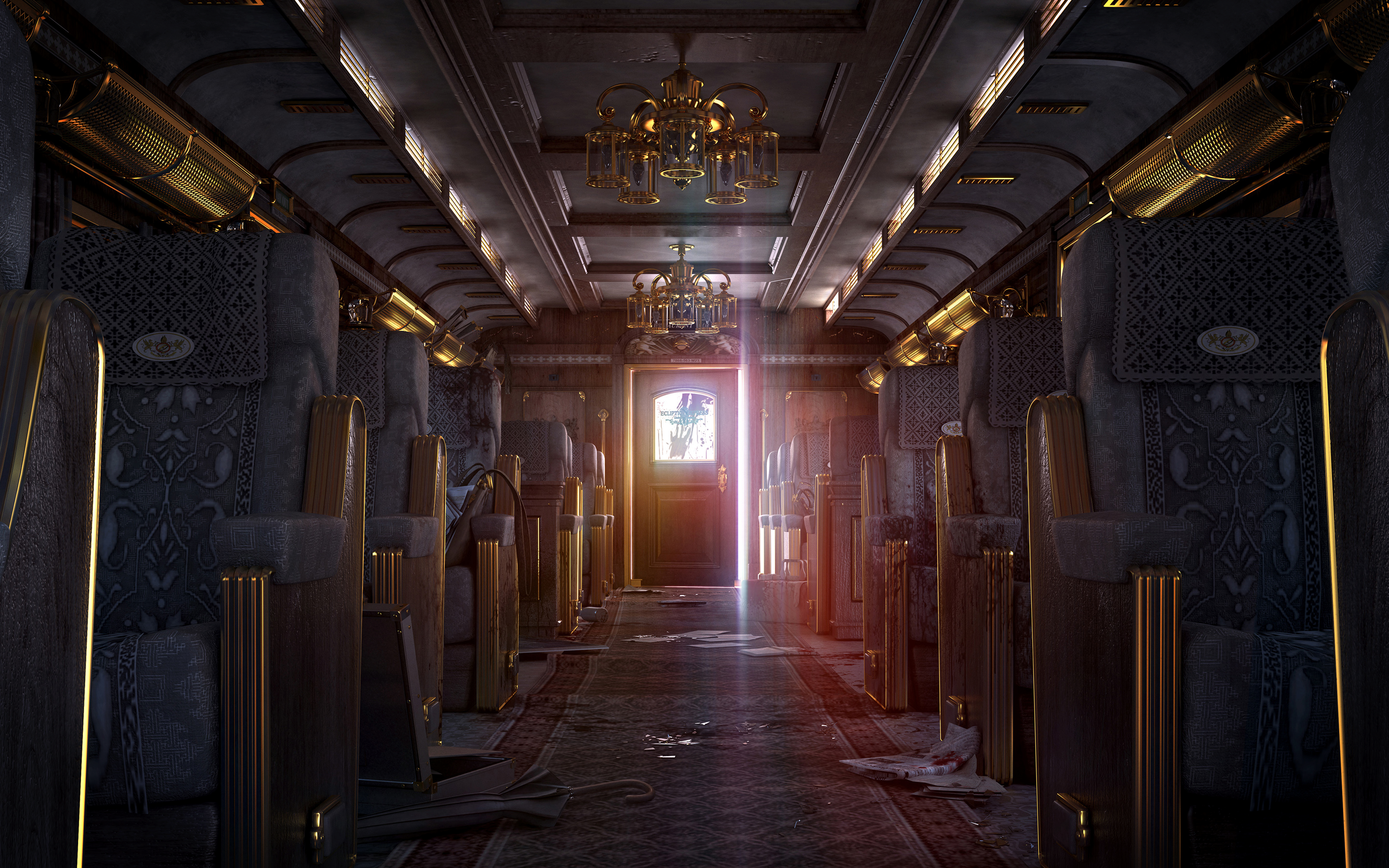 train, chair, digital art, vehicle, HD Wallpaper