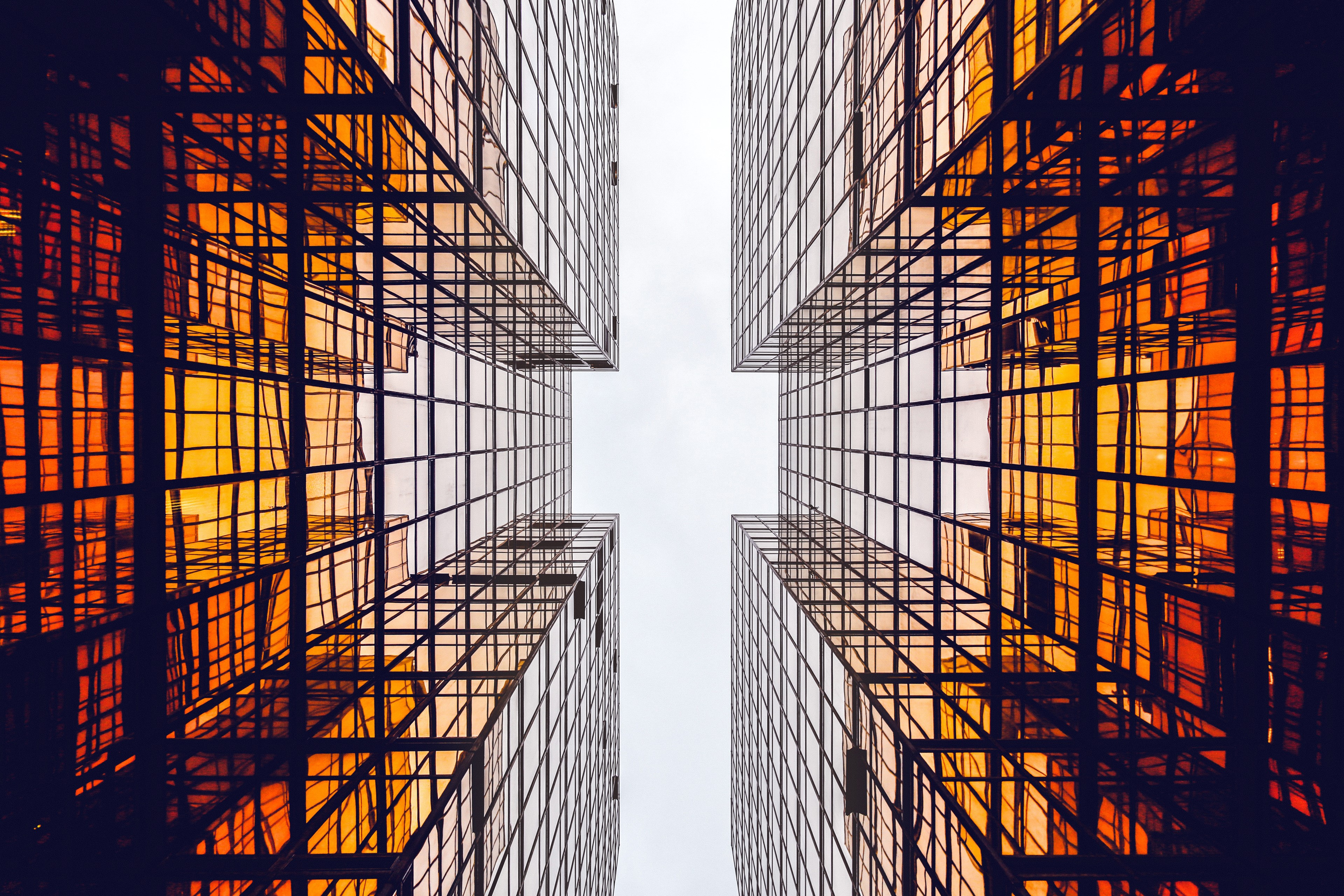 building, glass, sky, HD Wallpaper