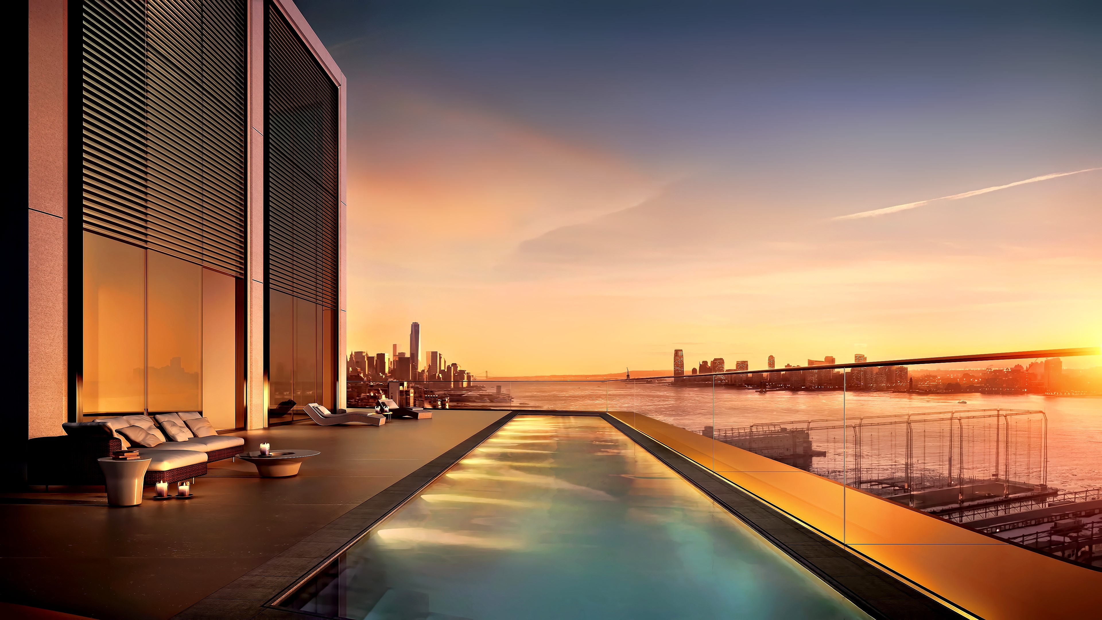 New York City, cityscape, USA, landscape, sunset, HD Wallpaper