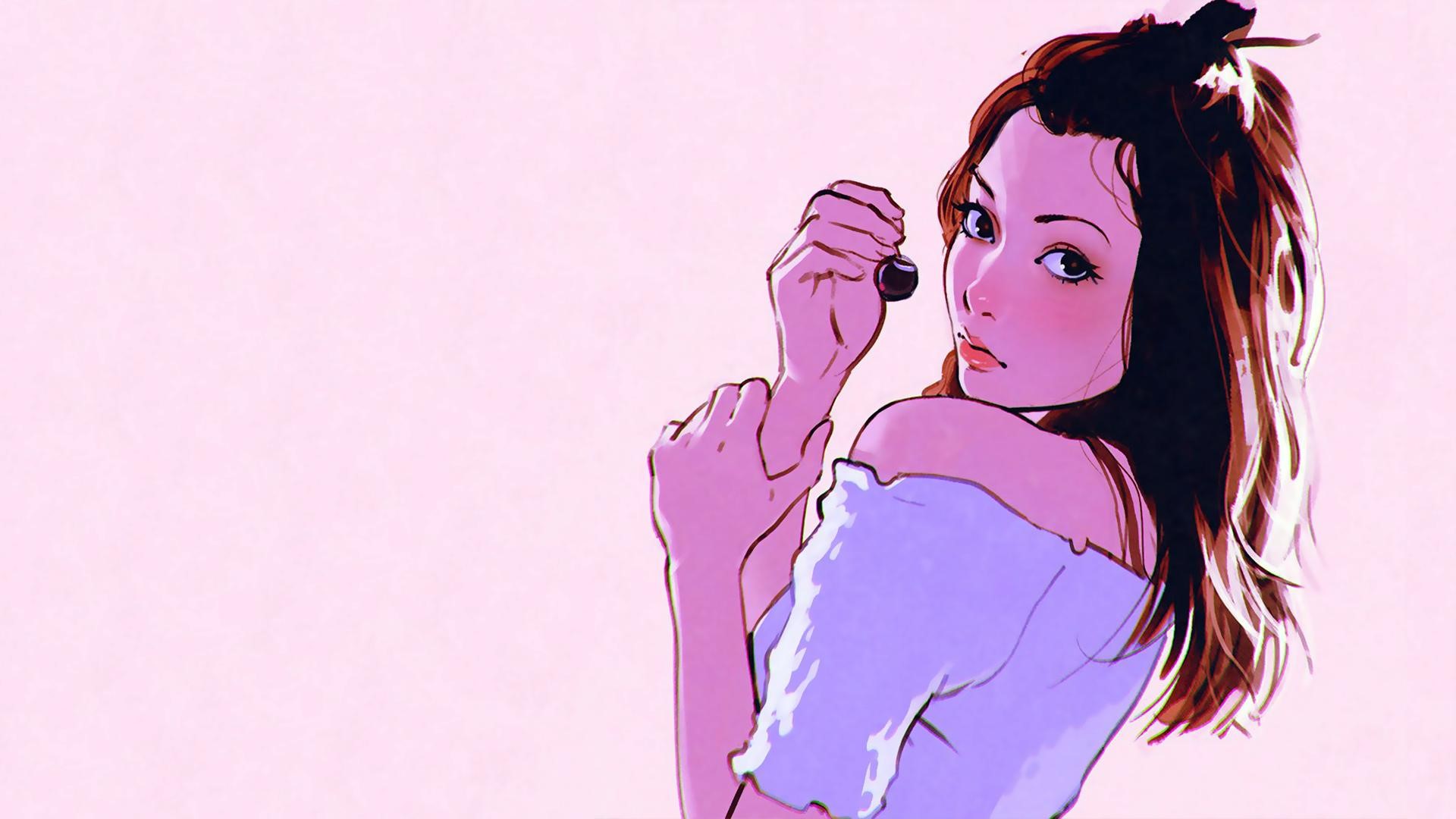 digital art, artwork, women, brunette, Ilya Kuvshinov, HD Wallpaper