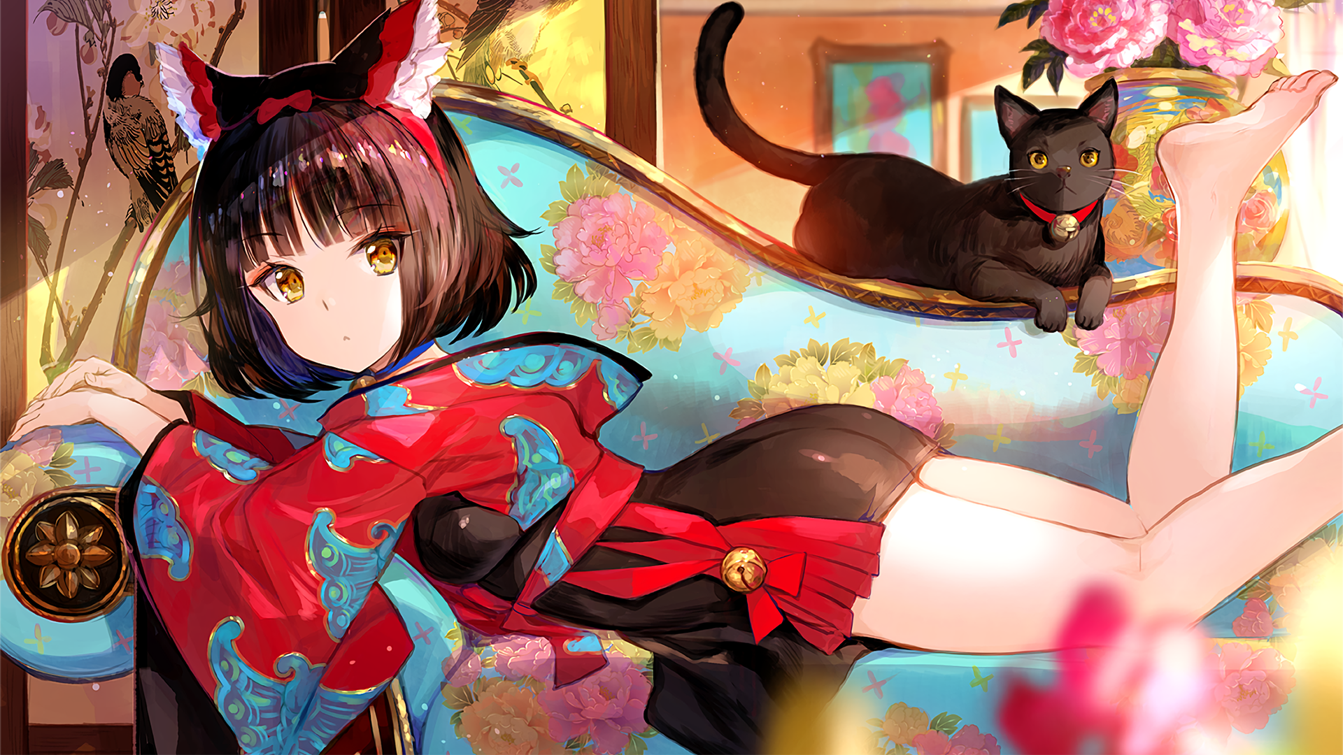 couch, cats, short hair, HD Wallpaper
