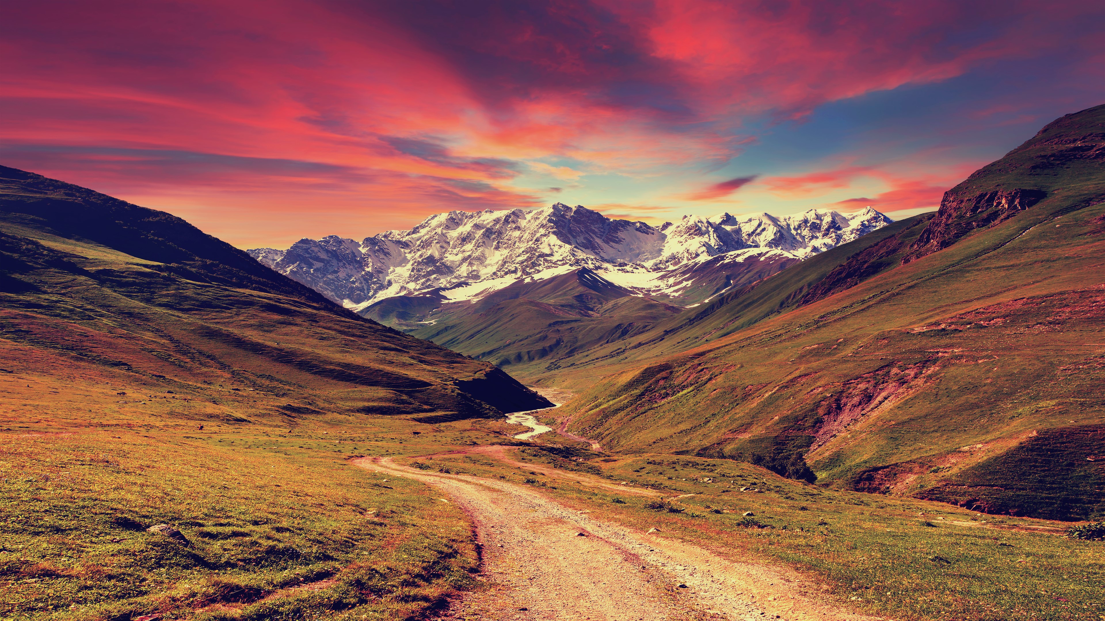 landscape, nature, mountains, sunset, panoramas, sunlight, HD Wallpaper